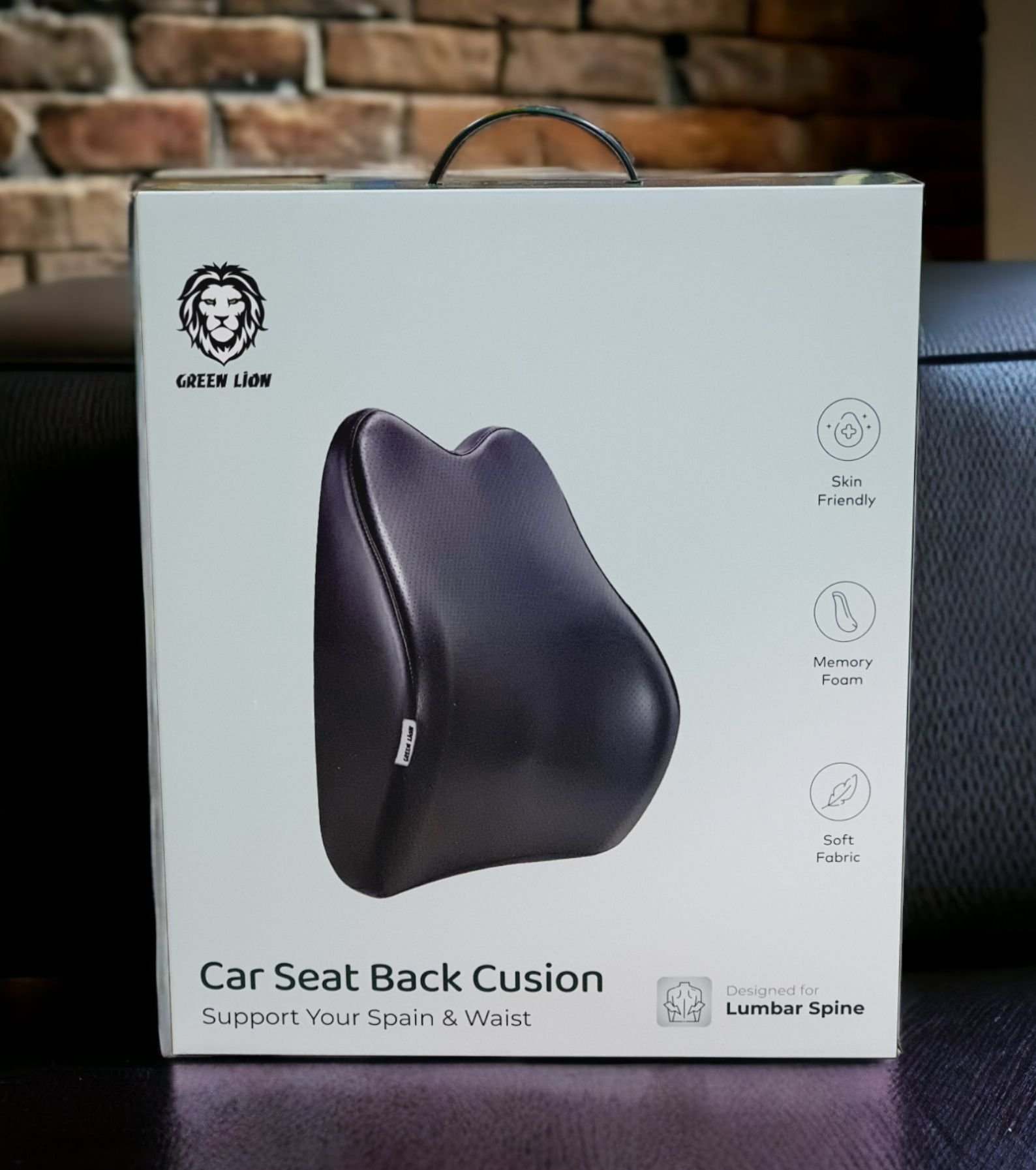 GREEN LION CAR SEAT BACK CUSION BLACK GNSETCUSNBK