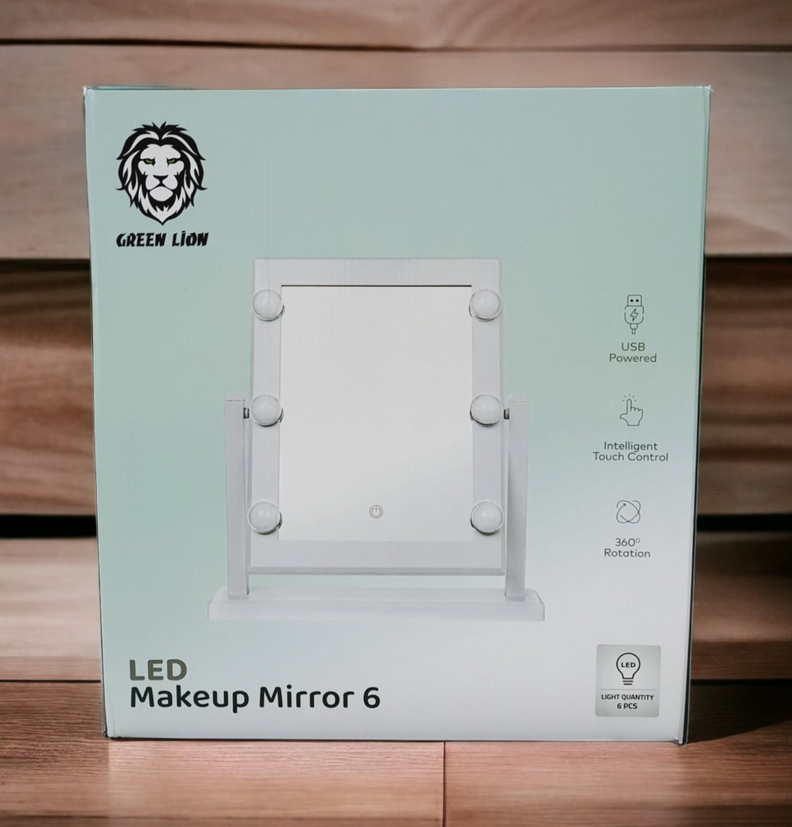 GREEN LION BRIGHTENING 6 LED MAKEUP MIRROR WHITE GNBR6LEDMIRWH thumbnail 3
