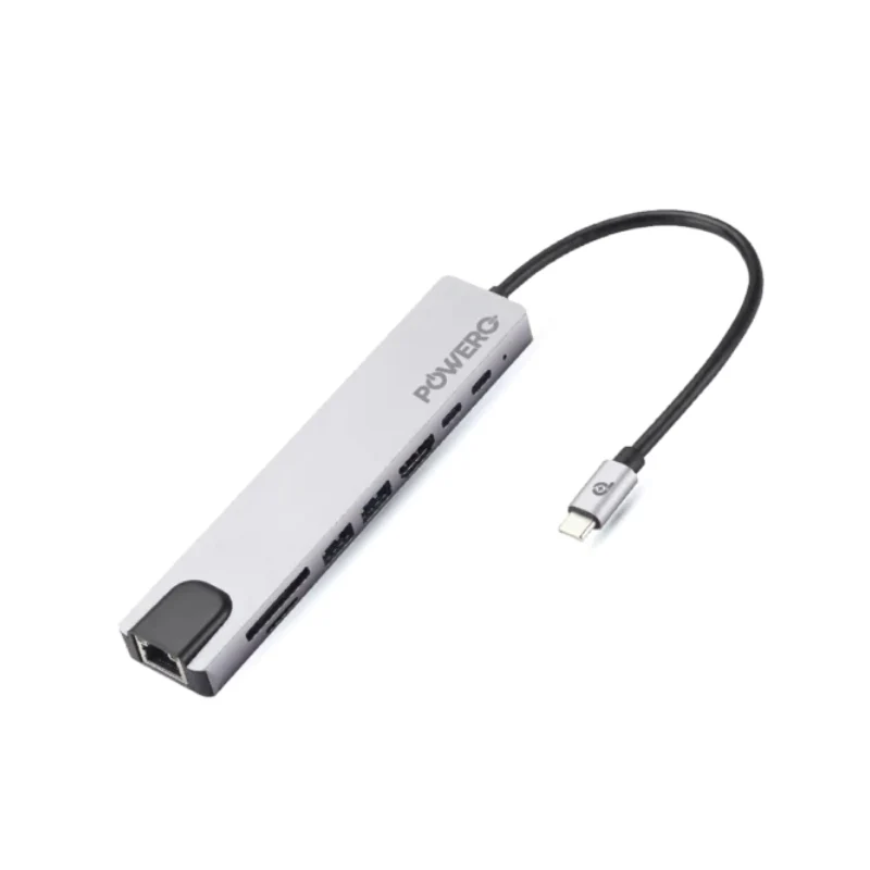 POWERO PLUS HYPER 8 IN 1 TYPE C HUB PD100W 4K GRAY PR-H81TH41H-GY