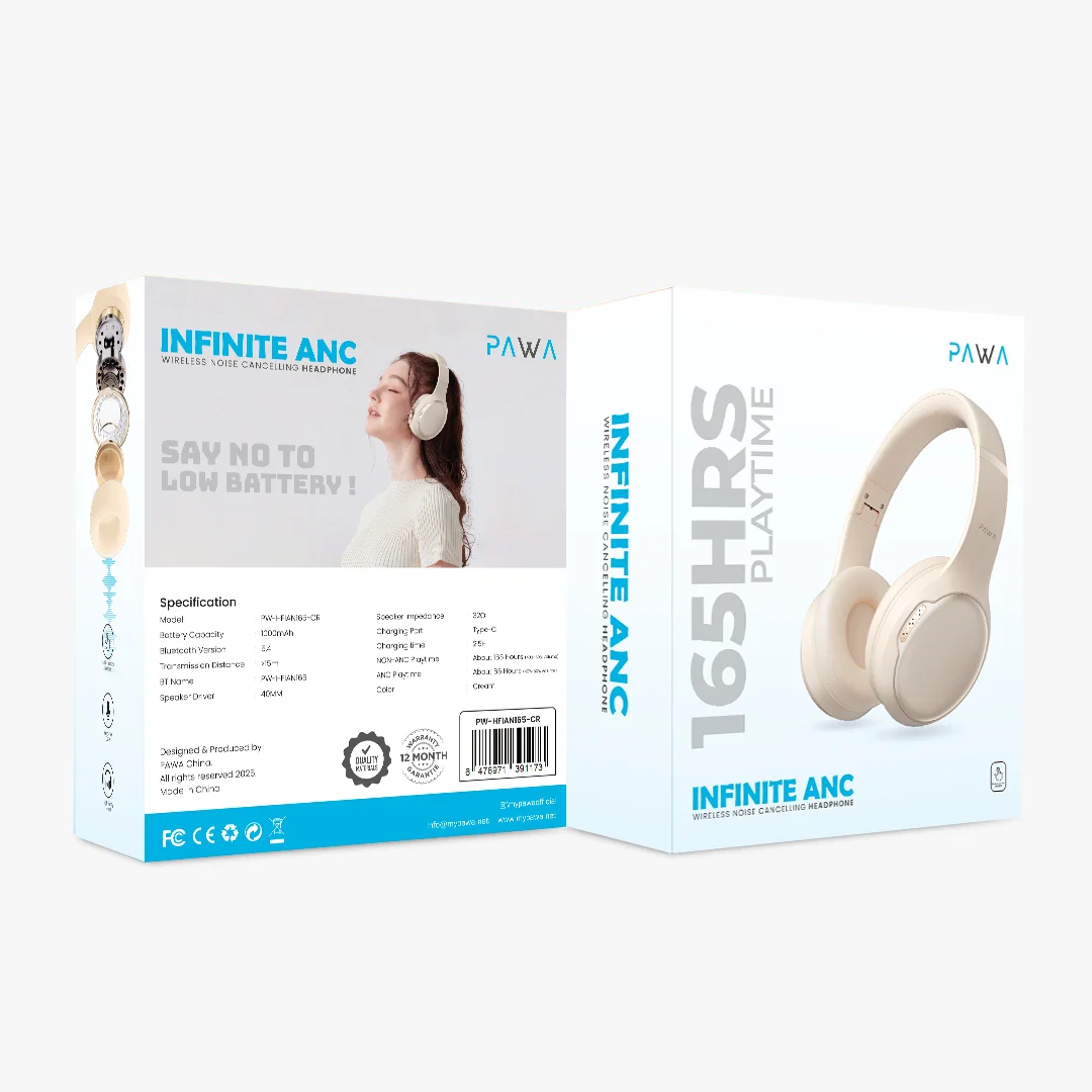 PAWA INFINITE ANC WIRELESS NOISE CANCELLING HEADPHONE CREAM PW-HFIAN165-CR thumbnail 5