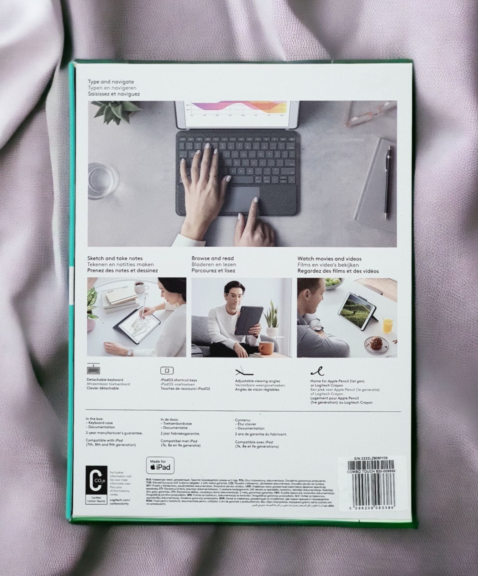 LOGITECH IPAD 7TH GENERATION 10.2 COMBO TOUCH KEYBOARD BLACK 920-009996 thumbnail 5