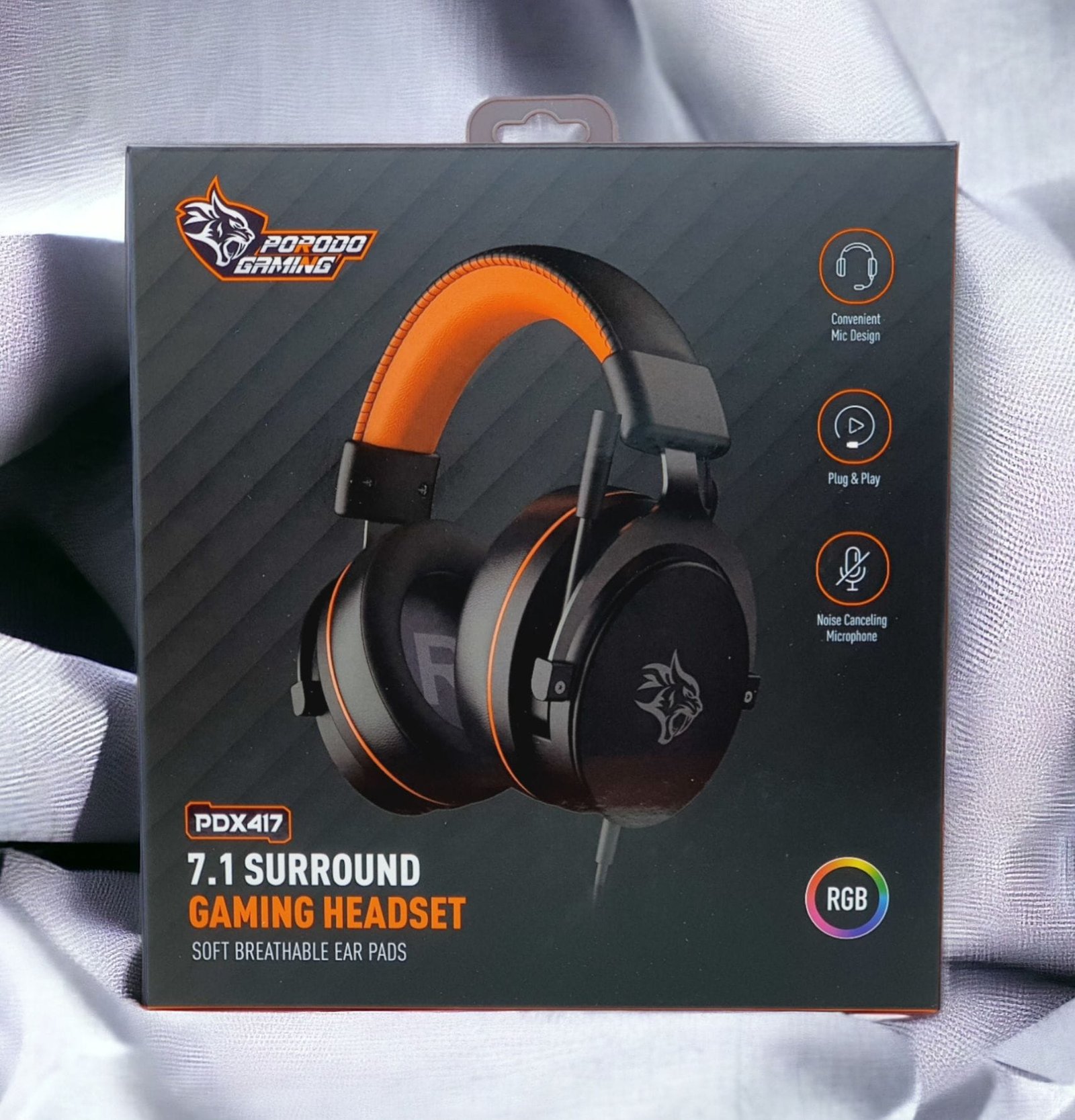 Porodo Gaming 7.1 Surround Headset PDX417 - Soft, Breathable Ear Pads for Extended Comfort thumbnail 2