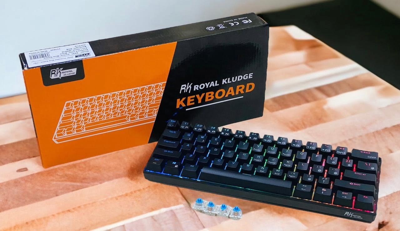 ROYAL KLUDGE GAMING KEYBOARD RGB TRI MODE HOT PLUG BLUE SWITCH BLACK RK61 thumbnail 2