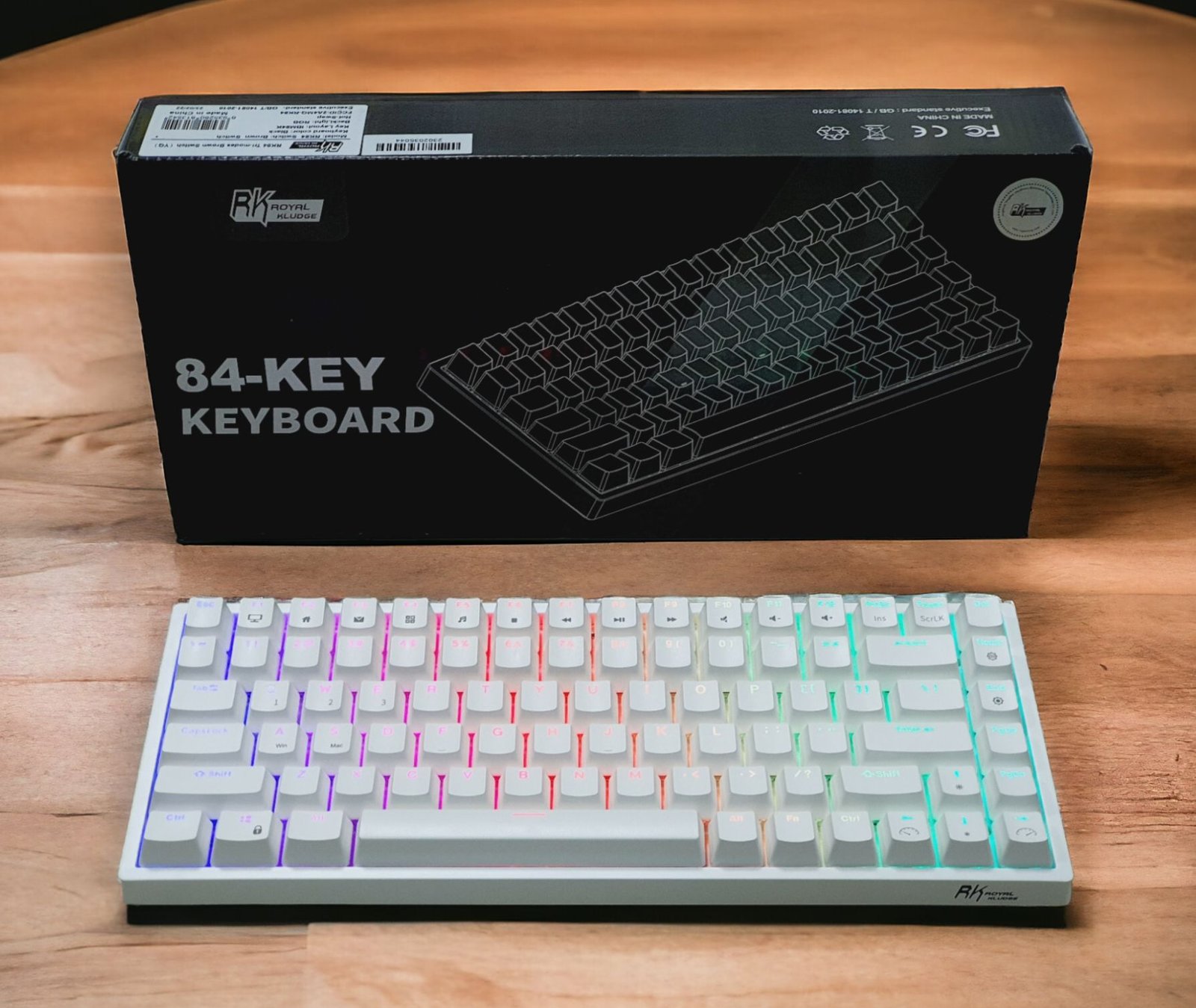 ROYAL KLUDGE GAMING KEYBOARD RGB TRI MODE HOT PLUG BLUE SWITCH WHITE RK84 thumbnail 3