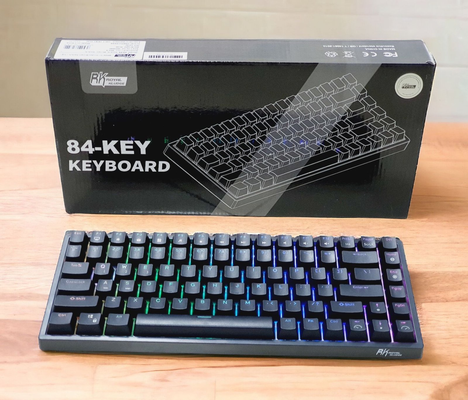 ROYAL KLUDGE GAMING KEYBOARD RGB TRI MODE HOT PLUG BROWN SWITCH BLACK RK84 thumbnail 2