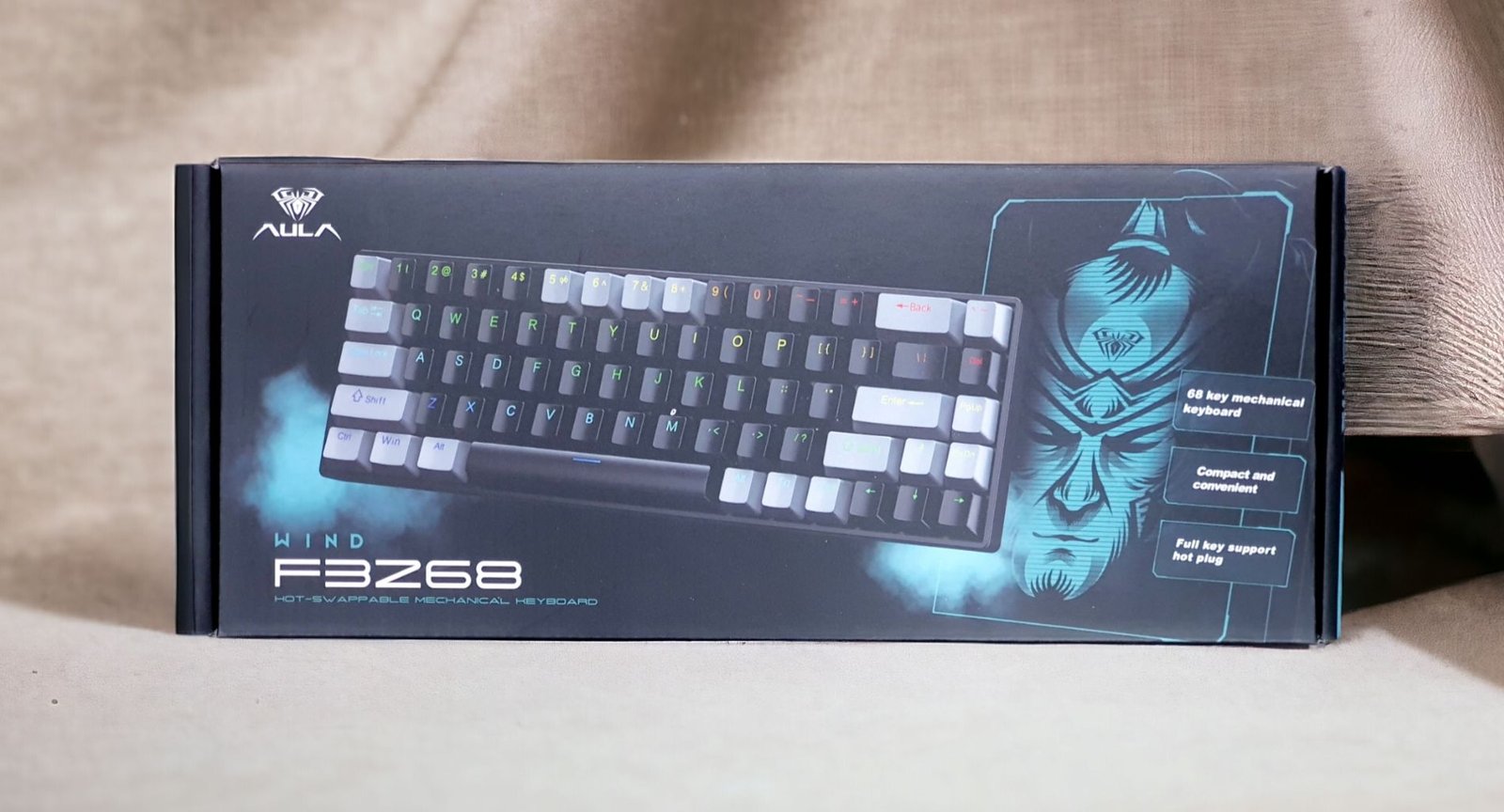 AULA Wind Hot-Swappable Mechanical Keyboard (Black/Gray, Red Switch, F3268) - Customizable Keys with Sleek Design thumbnail 2
