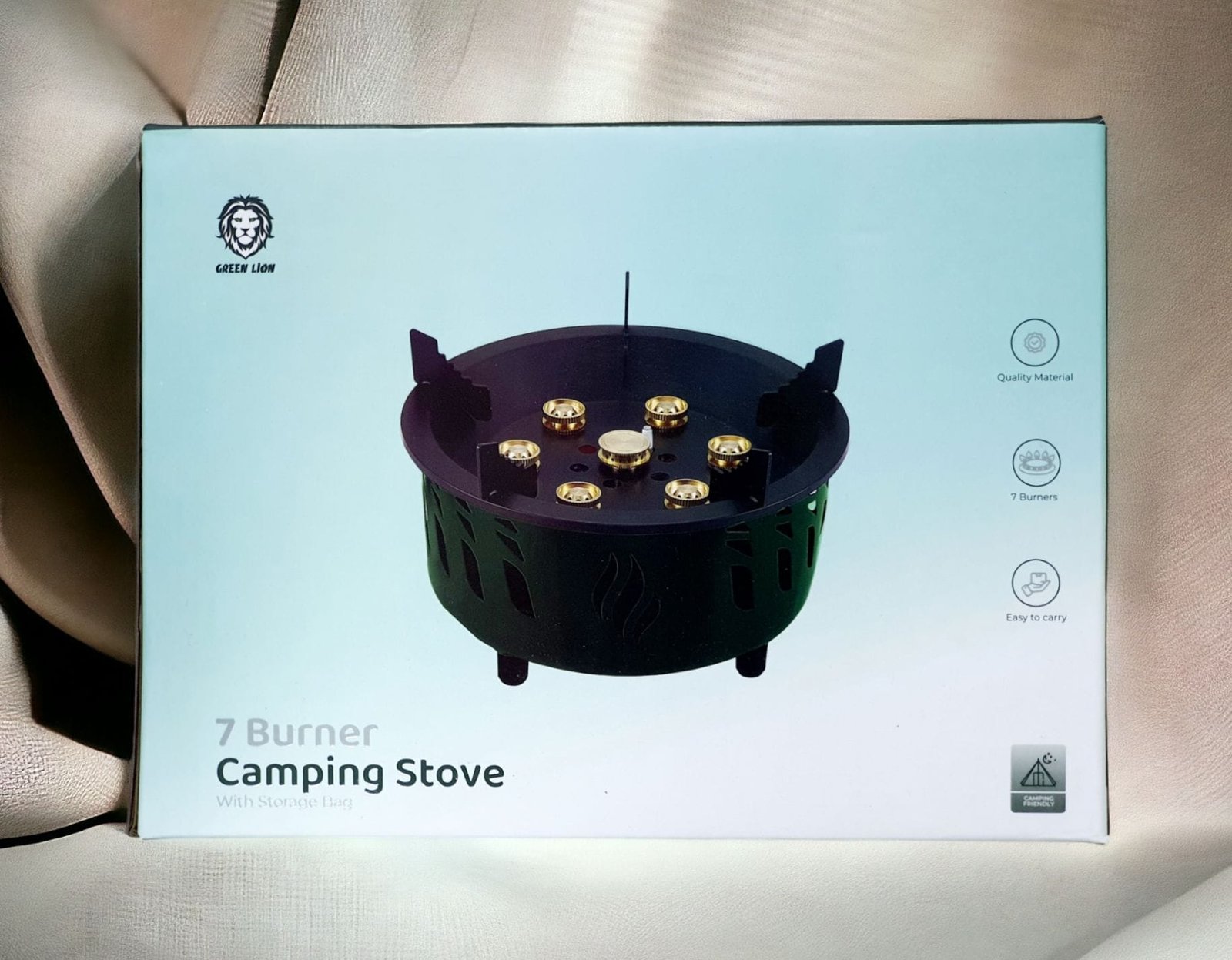 GREEN LION SEVEN BURNER CAMPING STOVE WITH STORAGE BAG GREEN GN7BCMSTOVEGN thumbnail 4