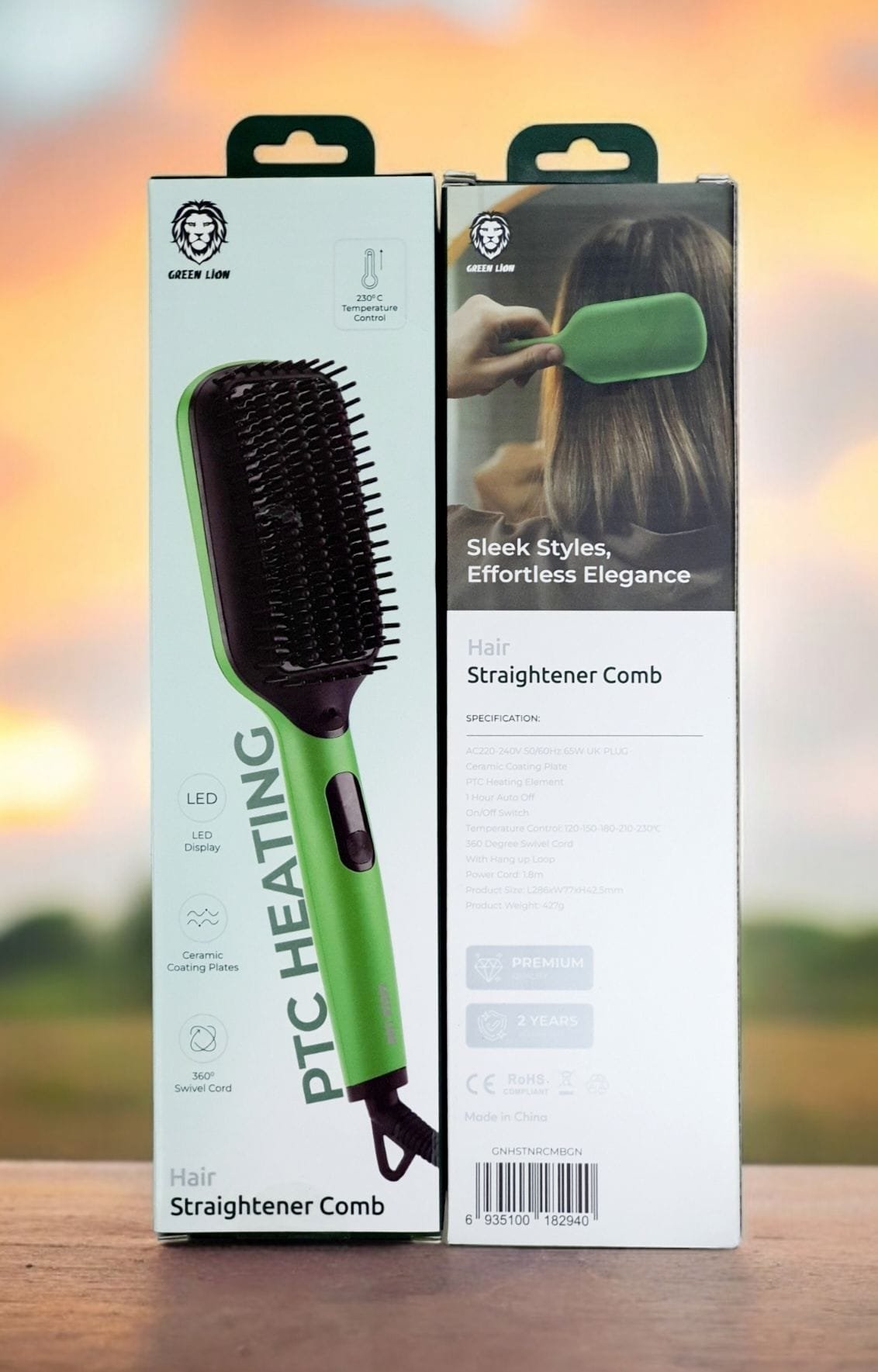 GREEN LION HAIR STRAIGHTENER COMB GREEN GNHSTNRCMBGN thumbnail 2