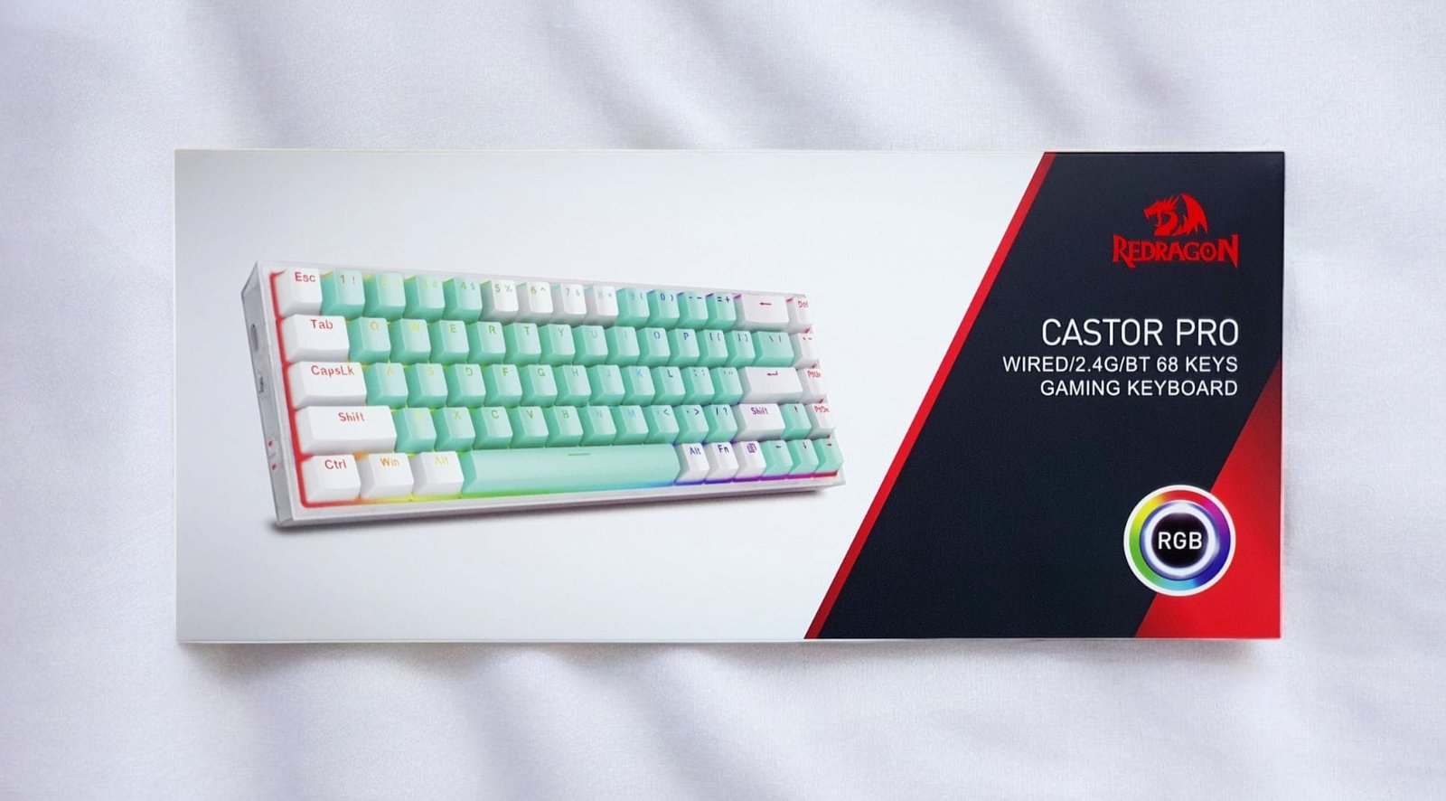 REDRAGON CASTOR PRO WIRED 2.4G BT 68KEYS RGB GAMING KEYBOARD K631RGB-PRO-GW thumbnail 3