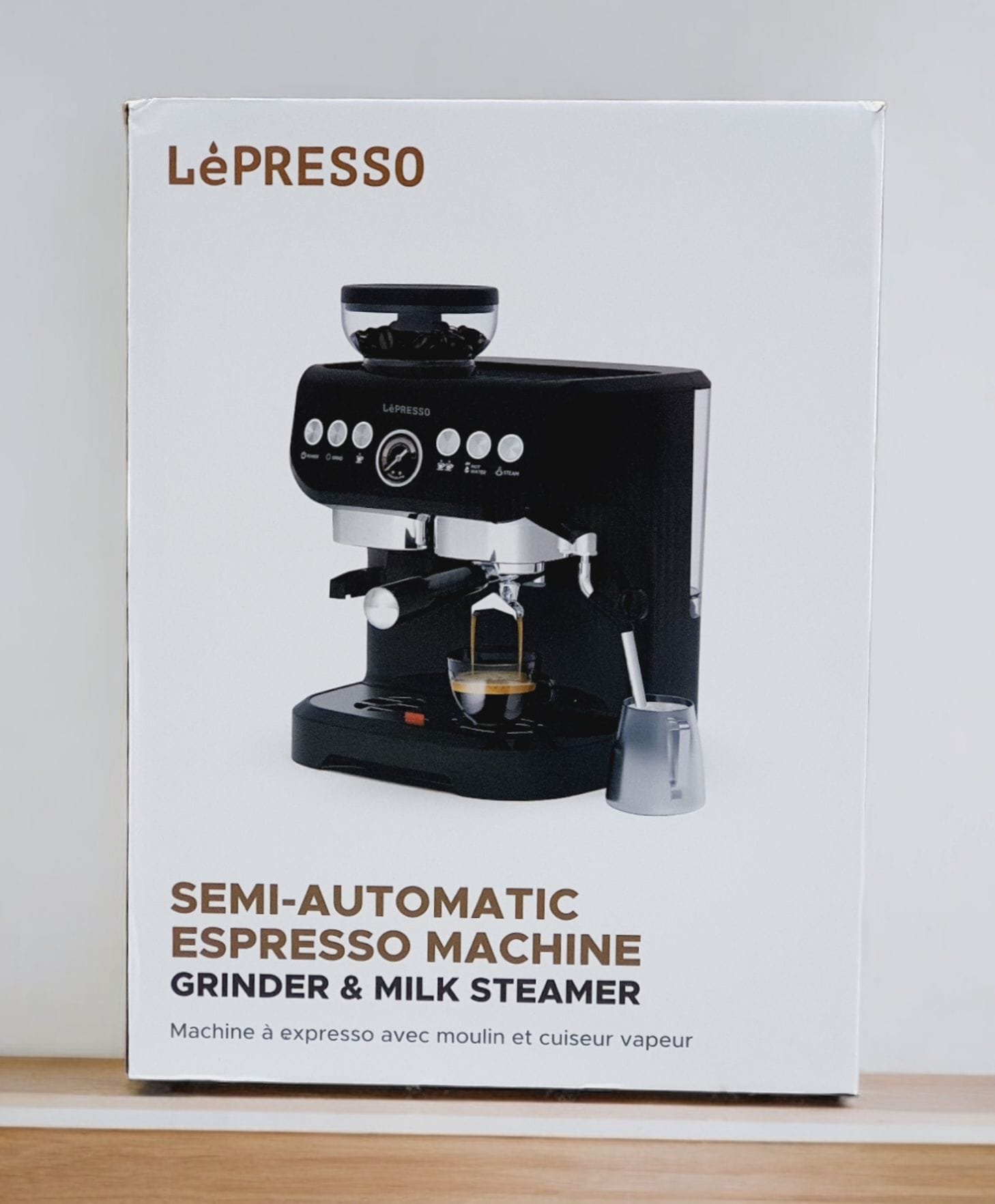 LEPRESSO SEMI AUTOMATIC ESPRESSO MACHINE WITH GRINDER & MILK STEAMER BLACK LECMBGBK thumbnail 4