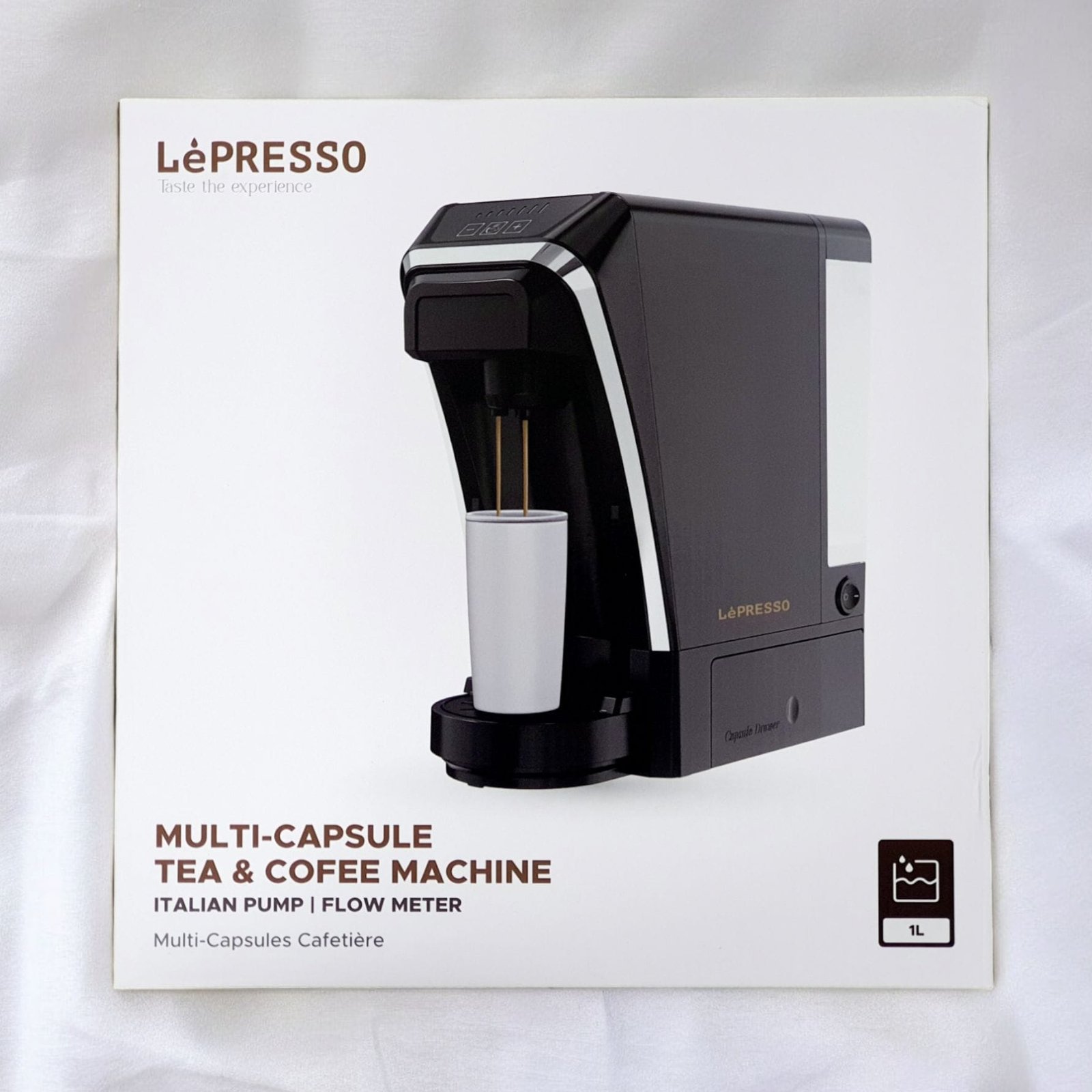 LEPRESSO MULTI CAPSULE TEA & COFFEE MACINE WITH ITALIAN PUMP/FLOW METER BLACK LPMFCMSBK thumbnail 4