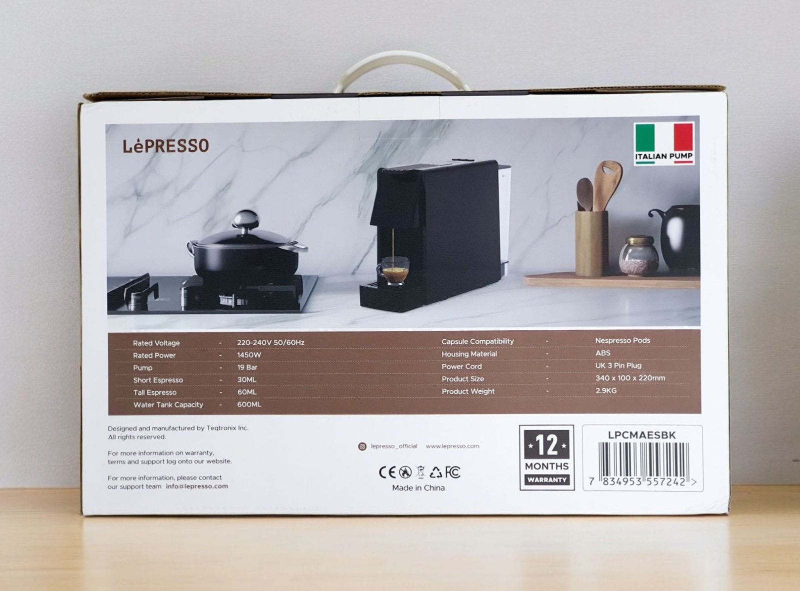 LEPRESSO CAPSULE COFFEE MAKER ITALIAN PUMP/FLOW METER BLACK LPCMAESBK thumbnail 6