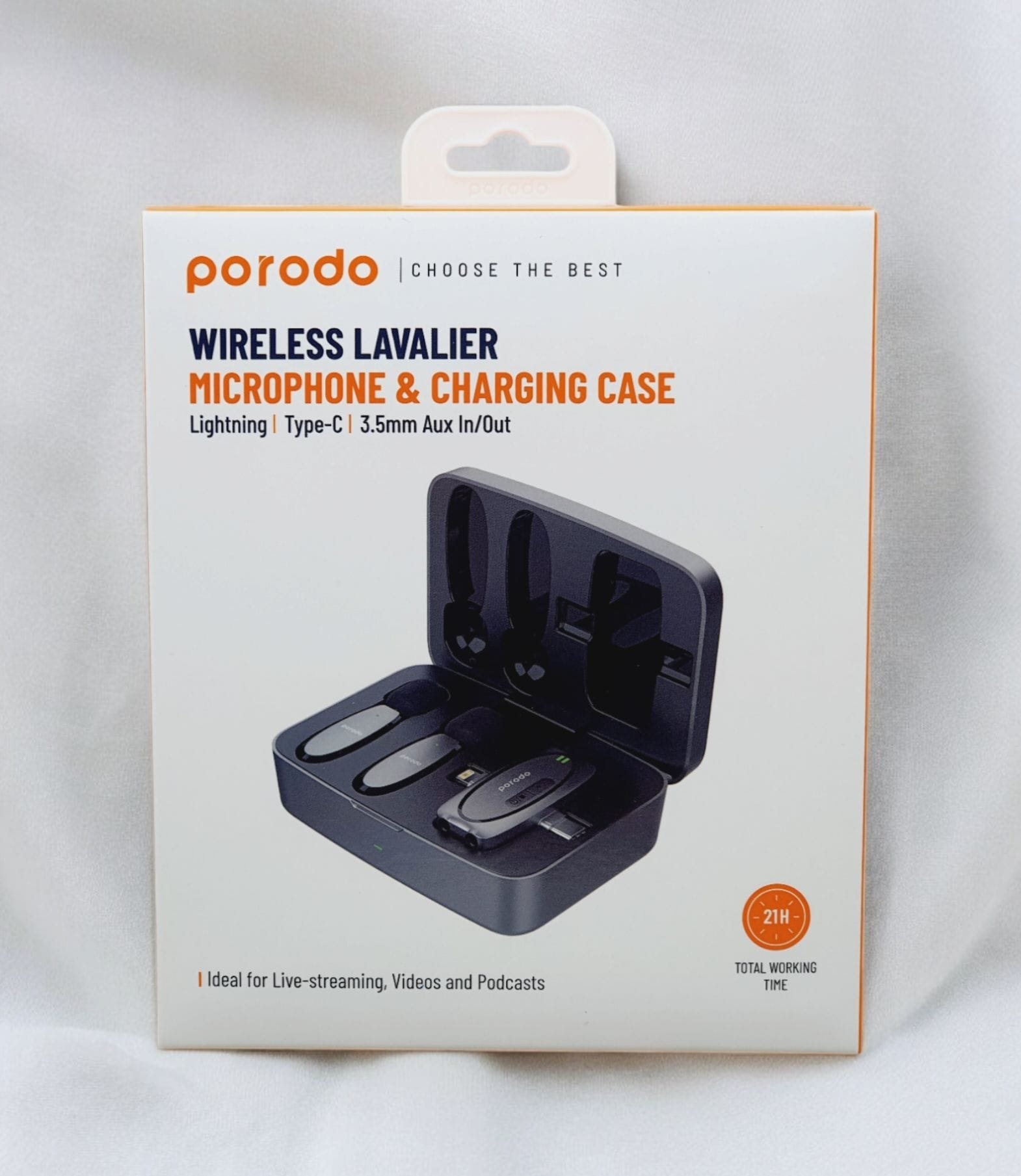 Porodo Wireless Lavalier Microphone & Charging Case - Black thumbnail 2