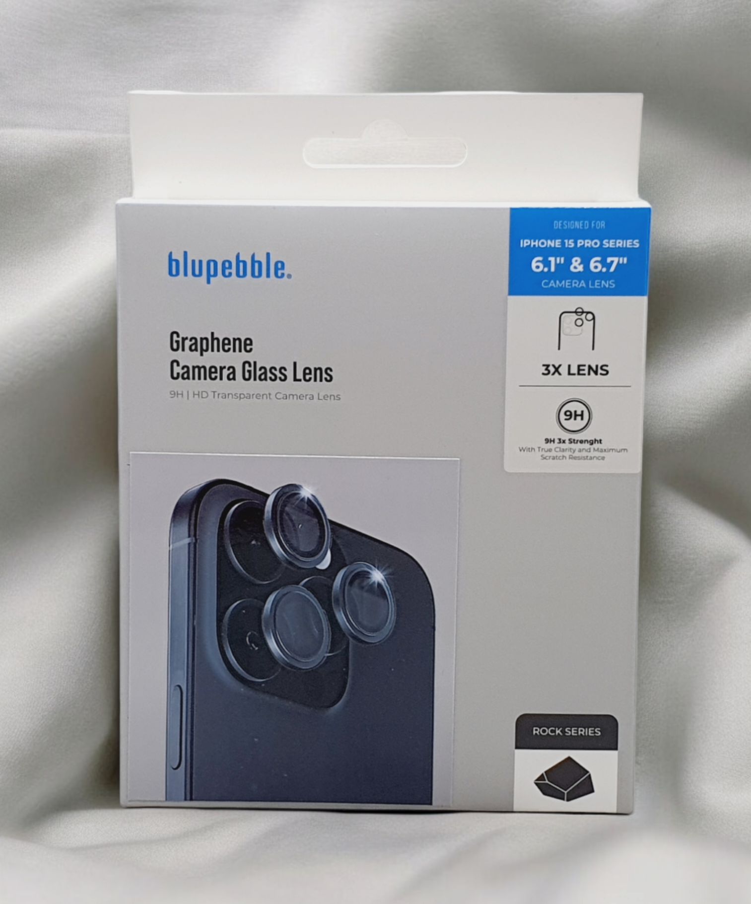 BLUPEBBLE IPHONE 15 PRO & 15 PRO MAX GRAPHENE CAMERA LENS GLASS BLUE BP-CAMERALENS15PRO-BLU