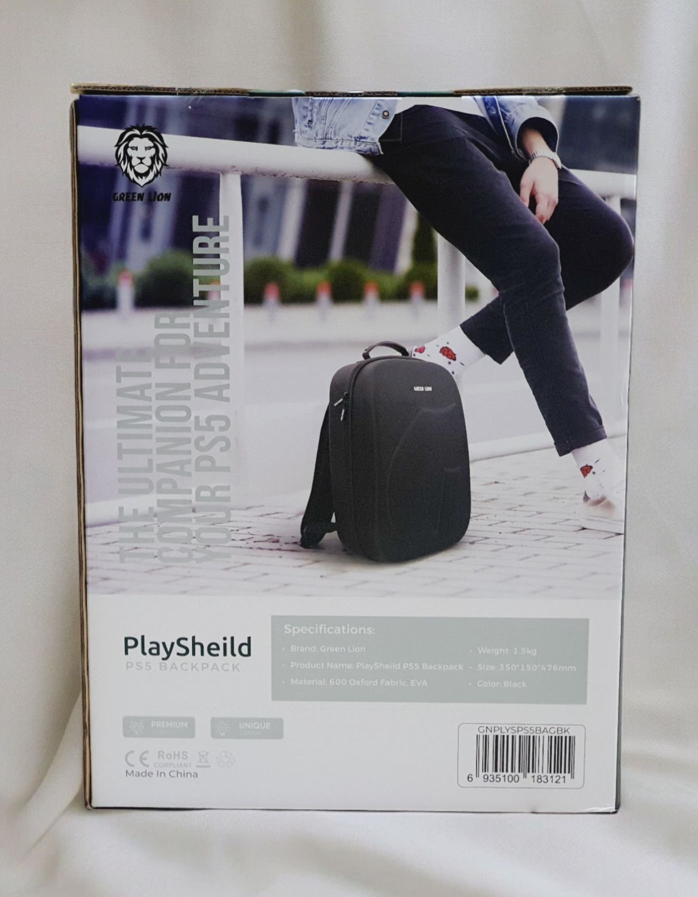 Green Lion PlayShield PS5 Backpack in Sleek Black - GNPLYSPS5BAGNBK thumbnail 3