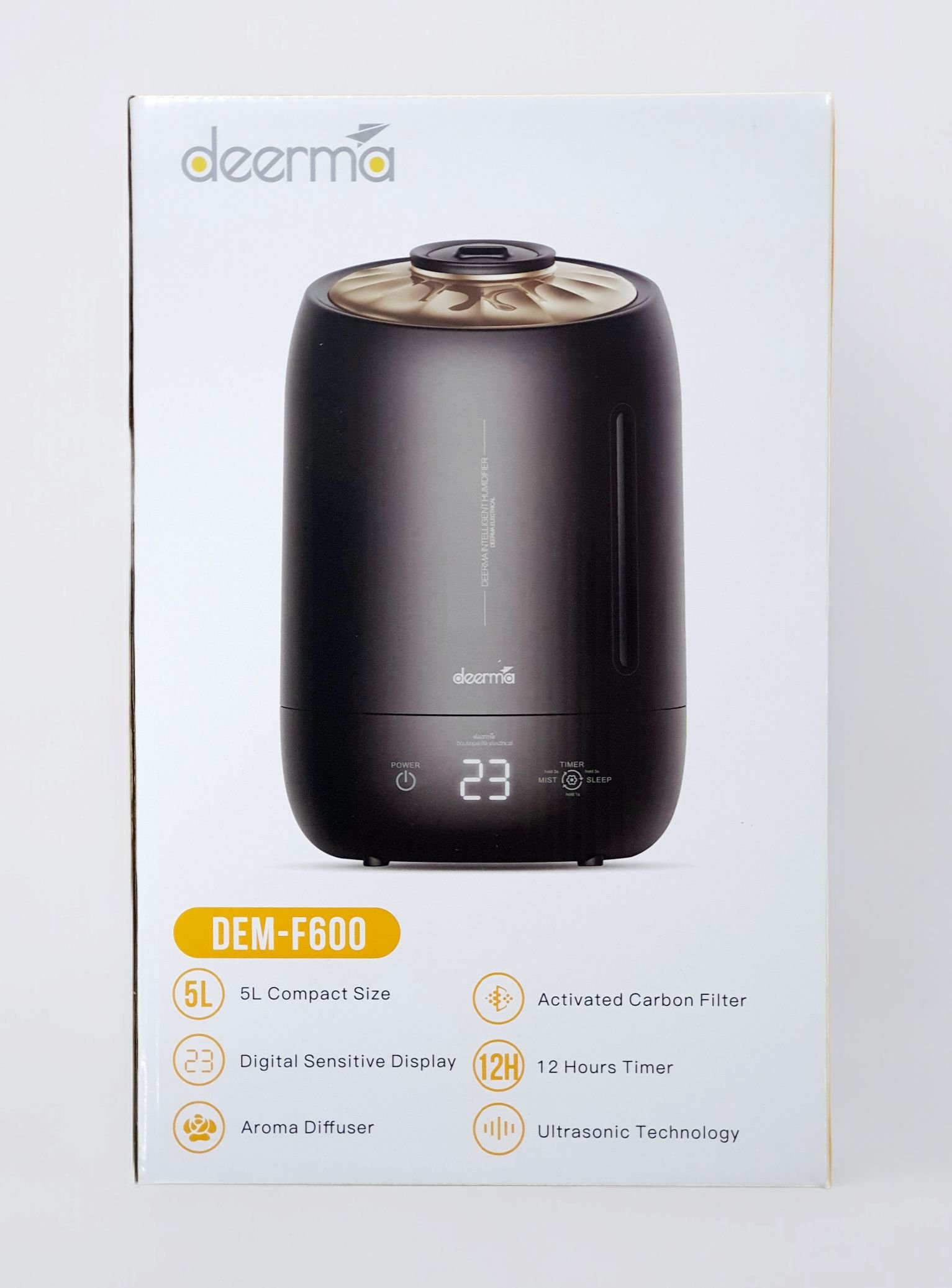 DEERMA DEM-F600 Black Ultrasonic Cool Mist Humidifier | Large Capacity | Whisper-Quiet Operation | Auto Shut-Off | Adjustable Mist Levels thumbnail 2