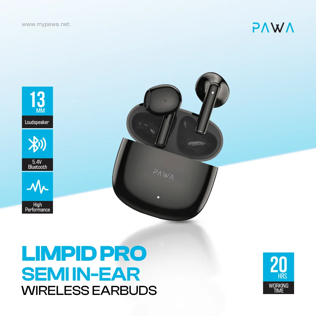PAWA LIMPID PRO SEMI IN EAR WIRELESS EARBUDS BLACK PW-EBW050-BK thumbnail 3
