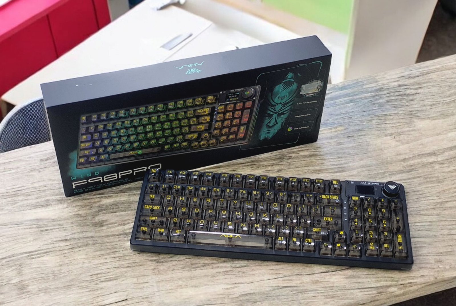 AULA F98 Pro Black Mechanical Gaming Keyboard (99 Keys, 98%, RGB, Tri-Mode, Knob Control, Crystal Switch) - Premium Build with Advanced Features thumbnail 2