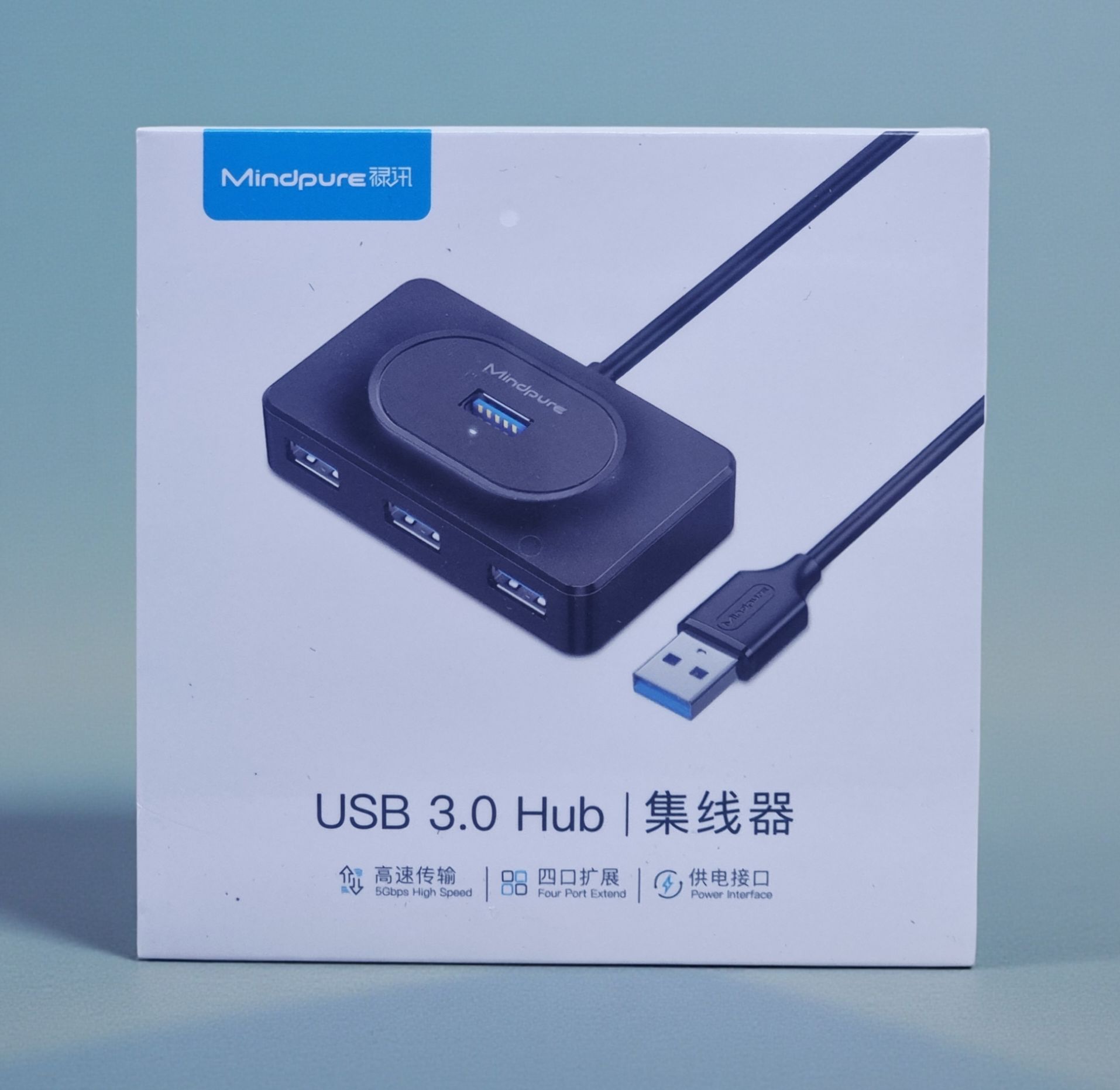 MINDPURE USB 3.0 4 PORT SQUARE HUB BLACK 1.5M LX10564