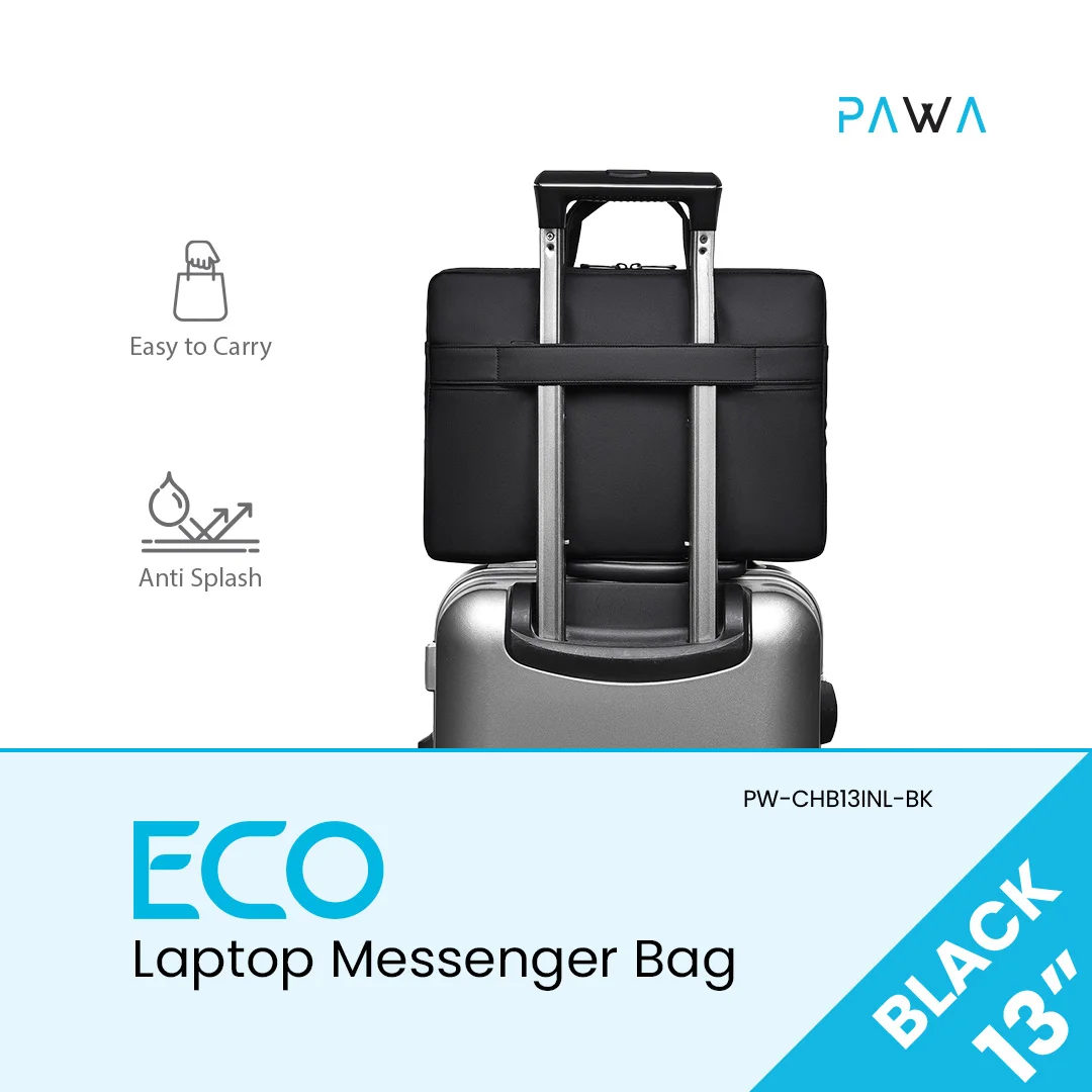 PAWA ECO LAPTOP MESSENGER BAG 13 INCH BLACK PW-CHB13INL-BK thumbnail 2