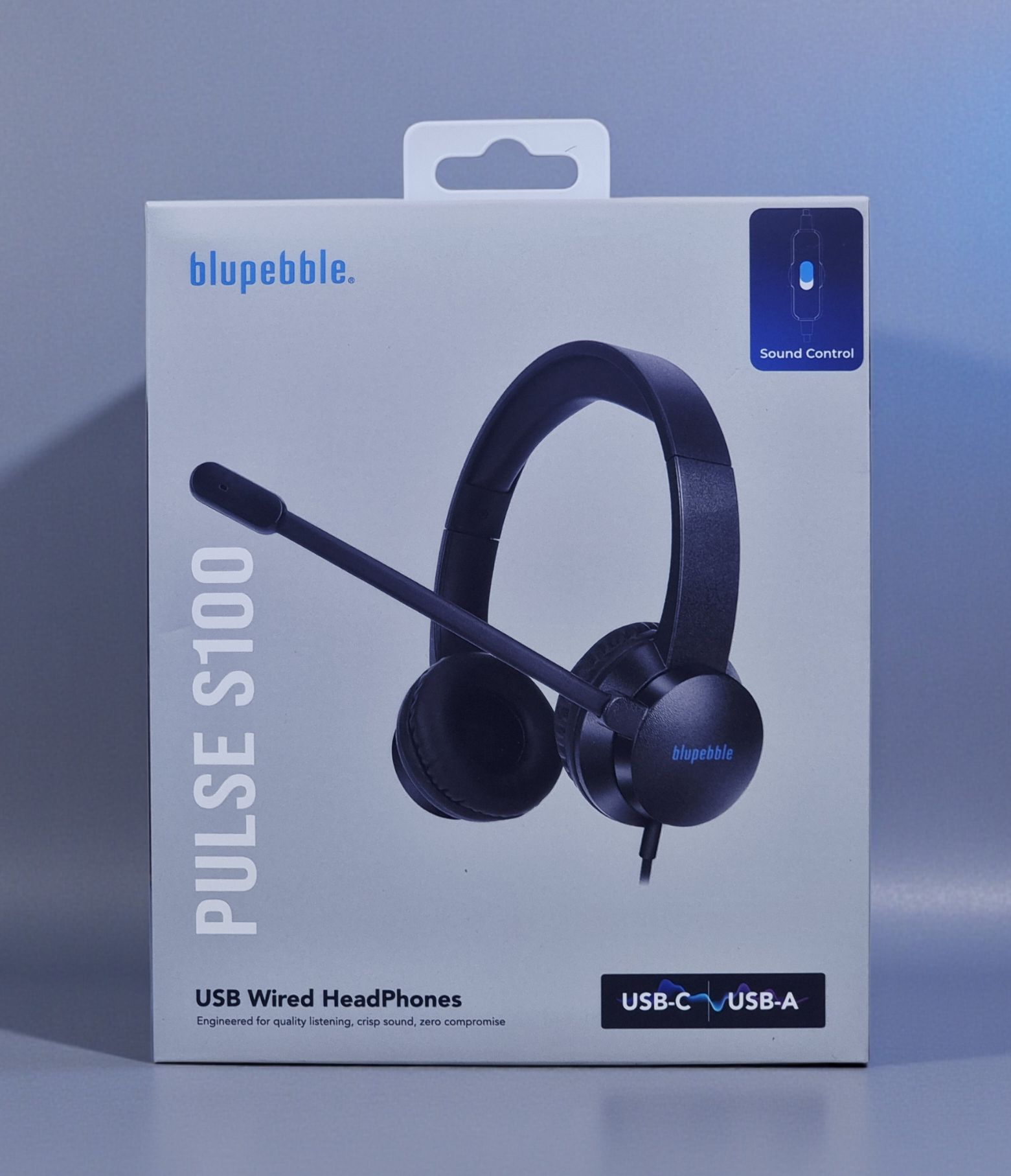BLUPEBBLE PULSE S100 USB-C/A WIRED HEADPHONES BLACK BP-CHS100-BK