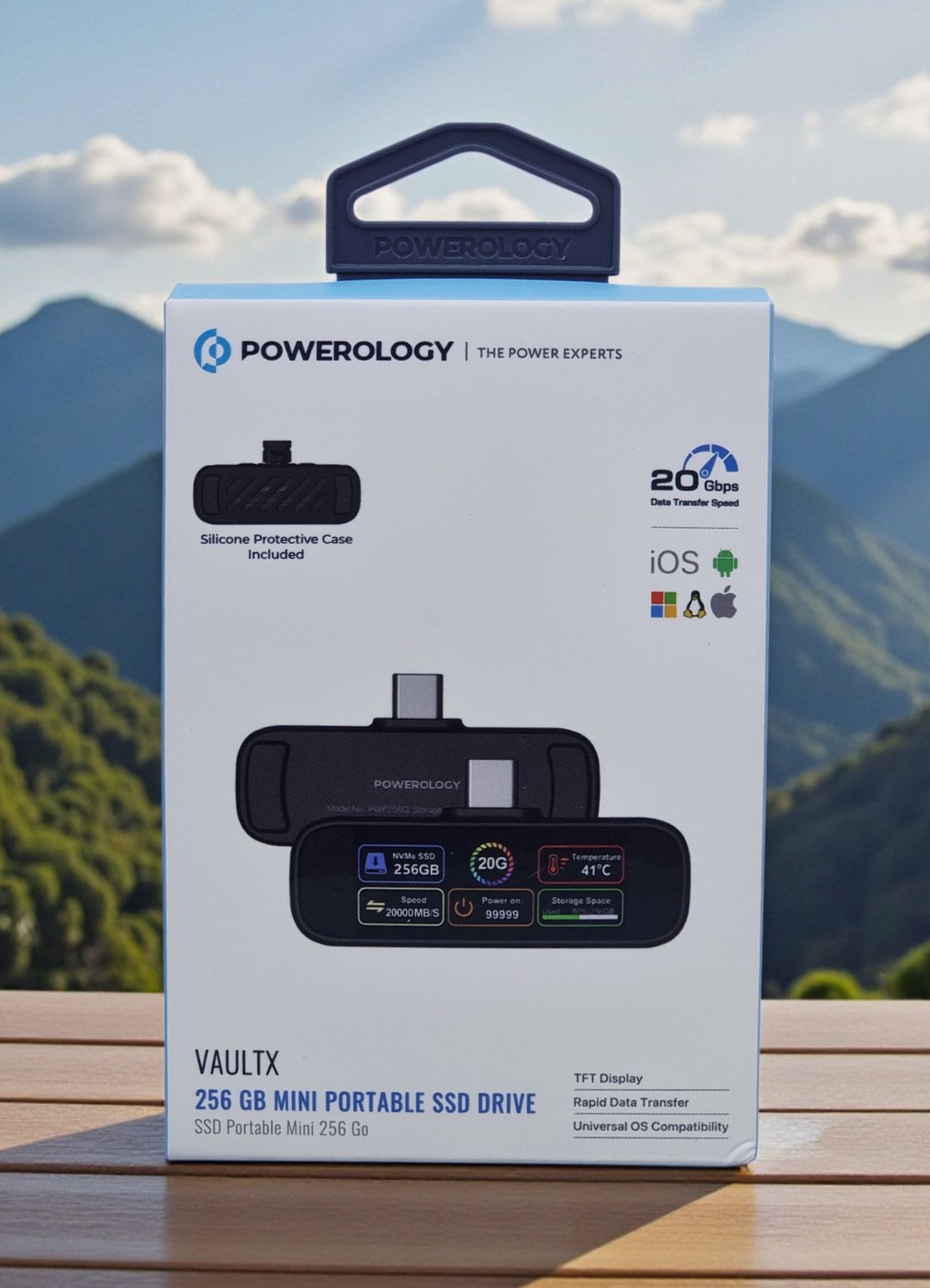 POWEROLOGY VAULTX 256GB MINI PORTABLE SSD DRIVE BLACK PWP256GBK