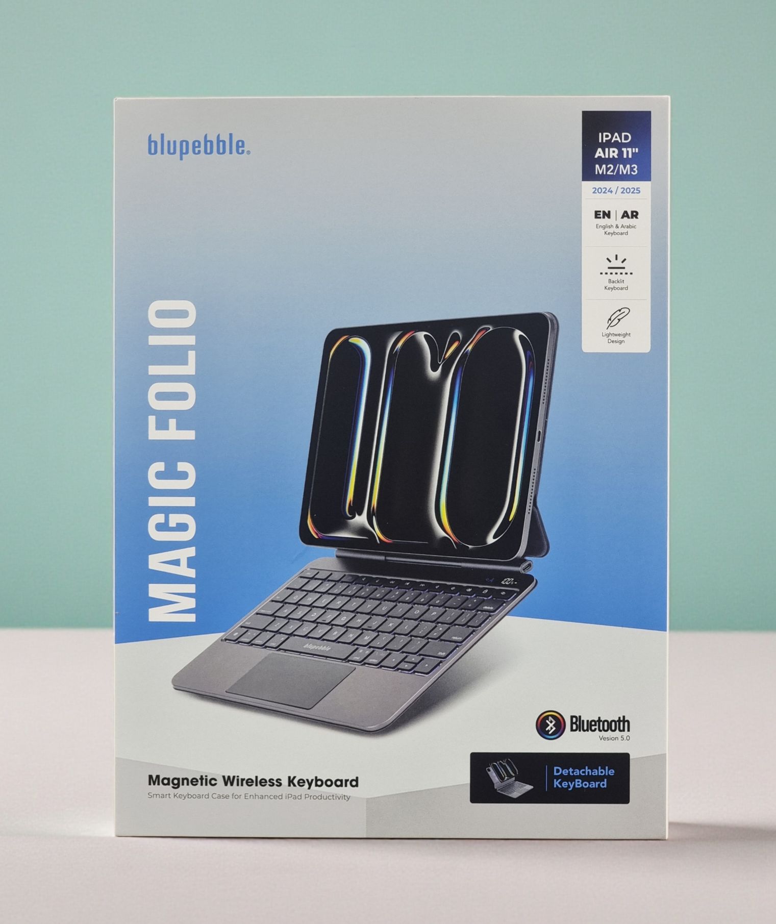 BLUPEBBLE IPAD AIR 11 INCH M2/M3  MAGIC FOLIO KEYBOARD W TRACKPAD ENG/ARB BLACK BP-MFIPAD11AIR2025AR-BK