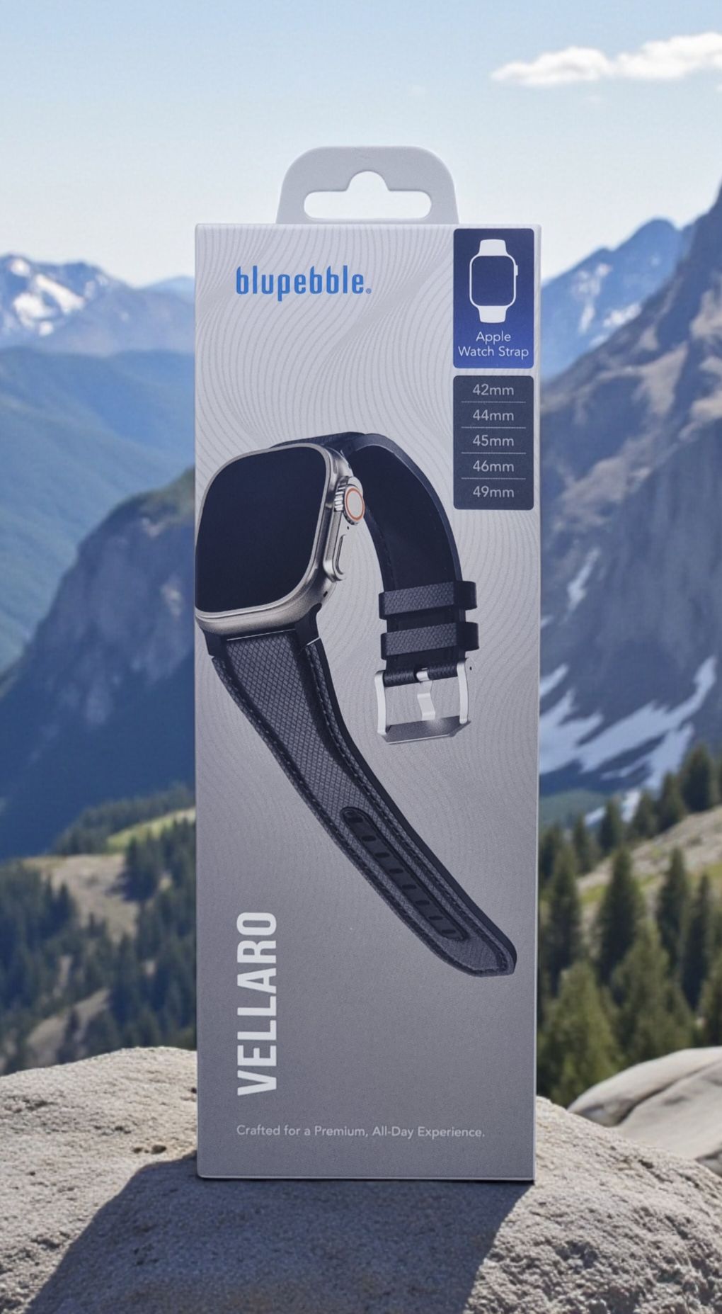 BLUPEBBLE APPLE WATCH STRAP ULTRA 3 AND SERIES 11 VELLARO SERIES 49/46/45/44/42MM BLACK BP-VELLARO-BK