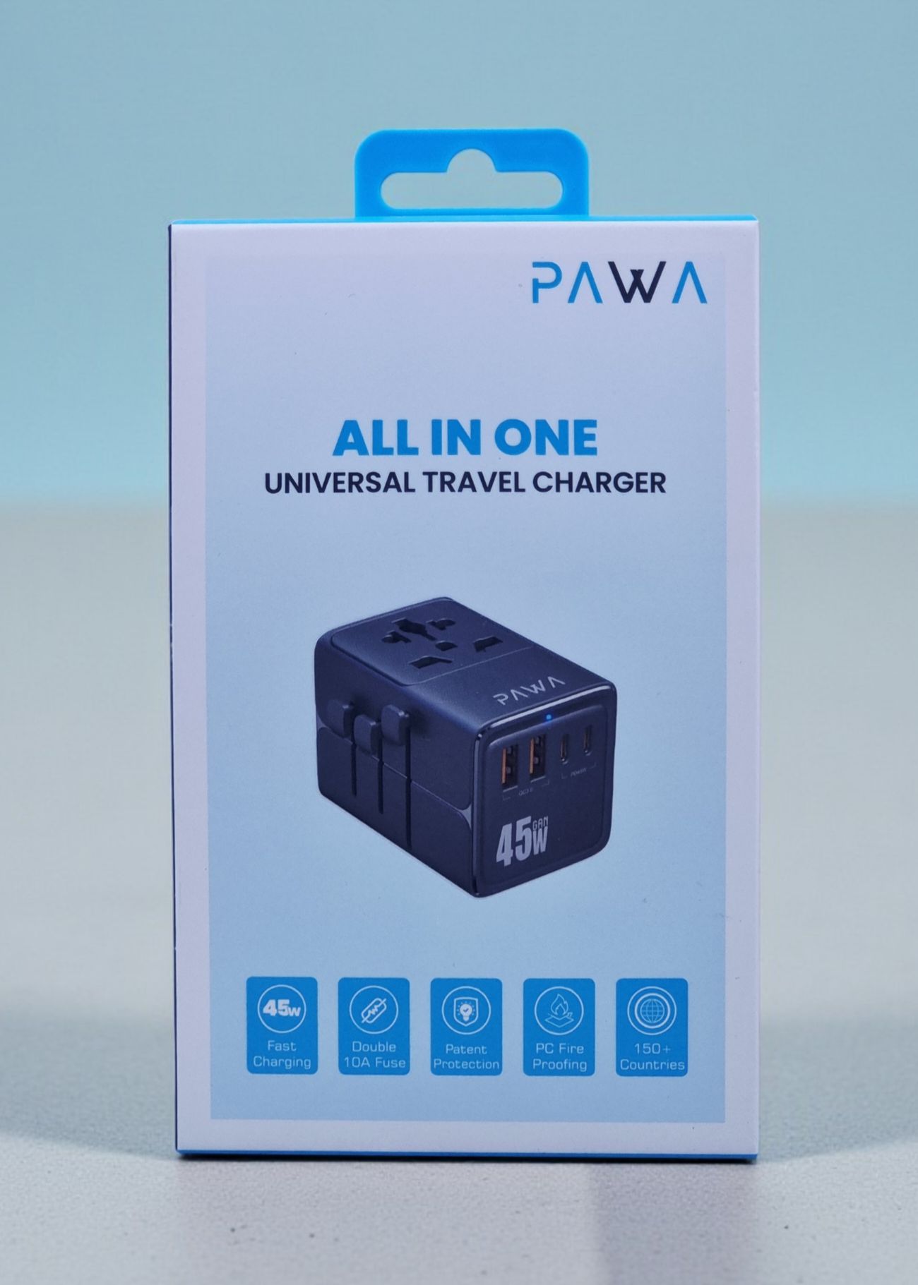 PAWA ALL IN ONE UNIVERSAL TRAVEL CHARGER 45W BLACK PW-TAUV4510-BK