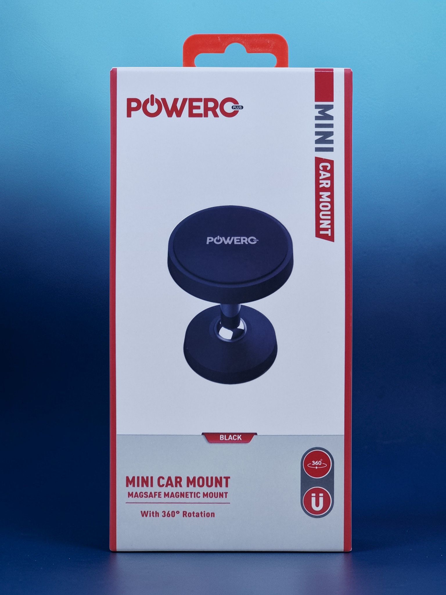 POWERO PLUS MINI CAR MOUNT MAGSAFE MAGNETIC MOUNT WITH 360 ROTATION BLACK PR-MTCRSC10-BK
