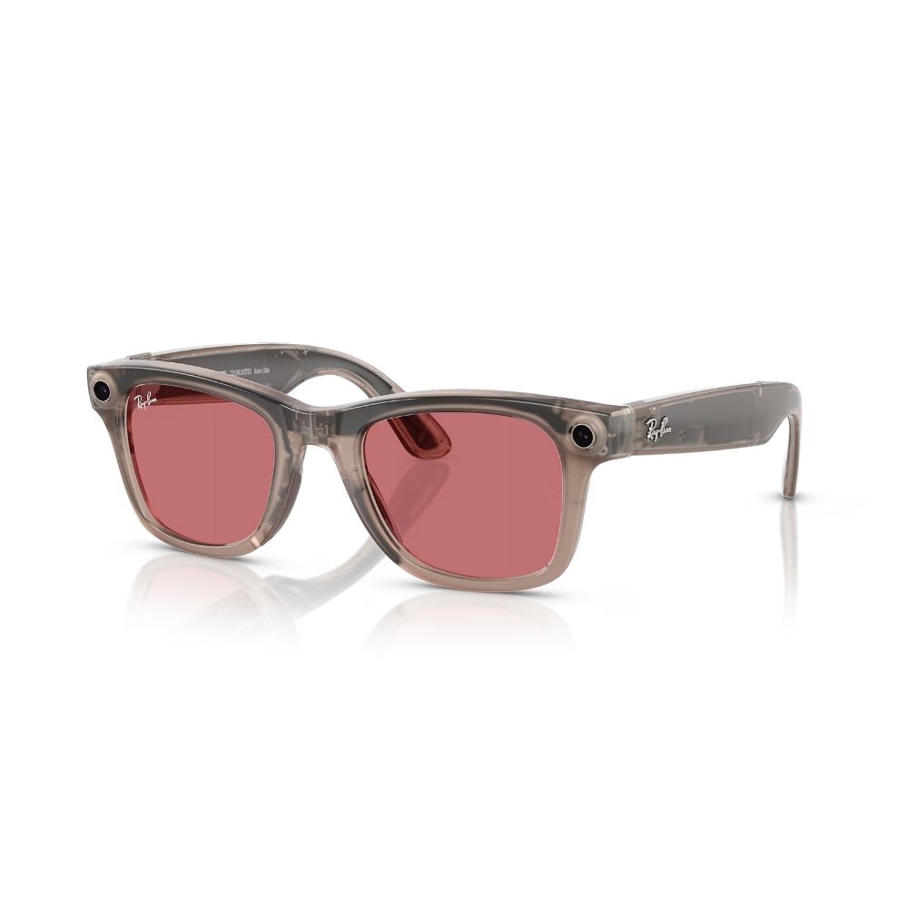 RAYBAN META WAYFARER SUNGLASSES F SHINY WARM STONE L TRANSITIONS WATERMELON RED RW4006