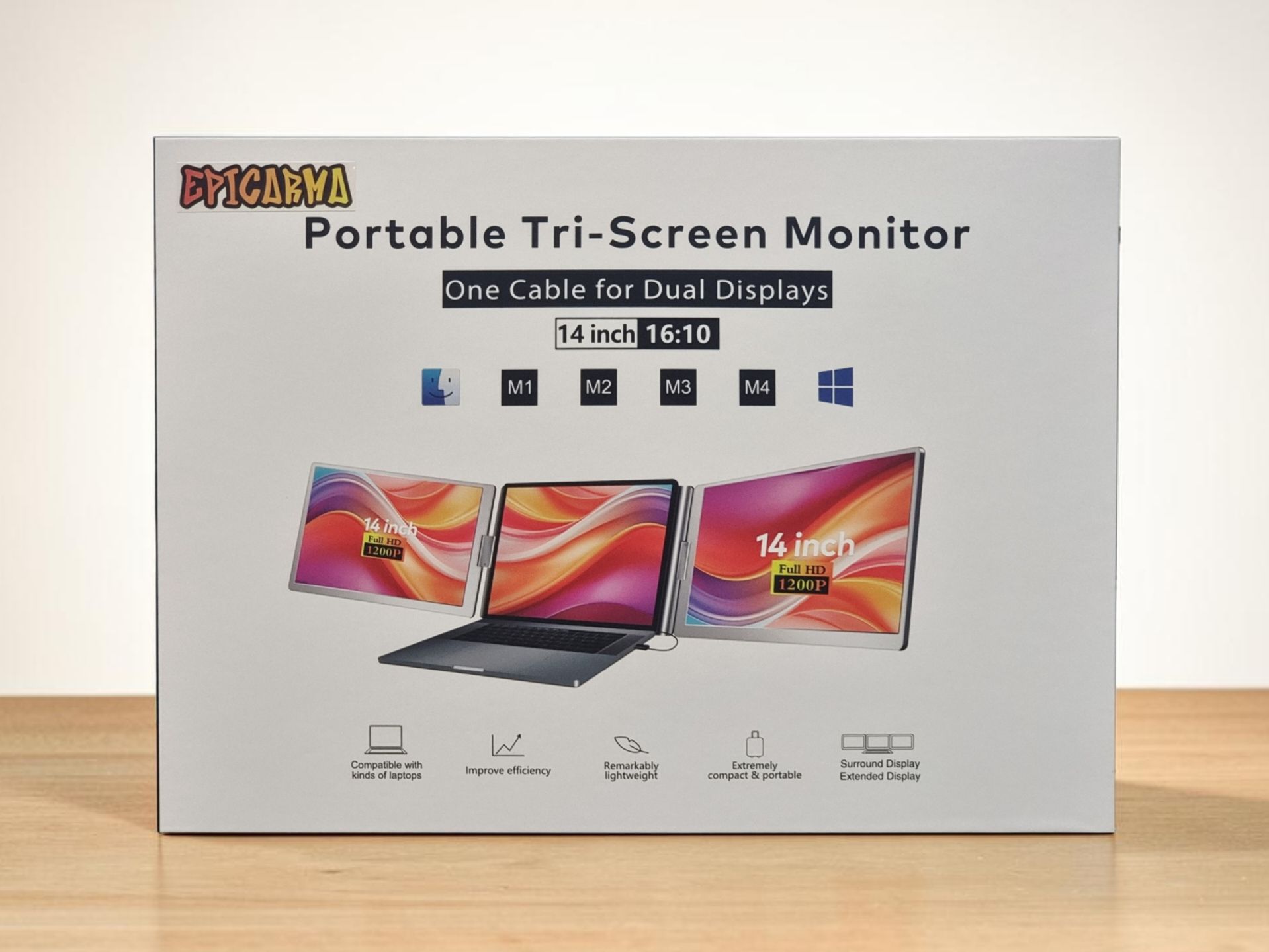 EPICARMA 14 INCH PORTABLE TRI-SCREEN MONITOR BLACK EA-PTMS688PRO-BK