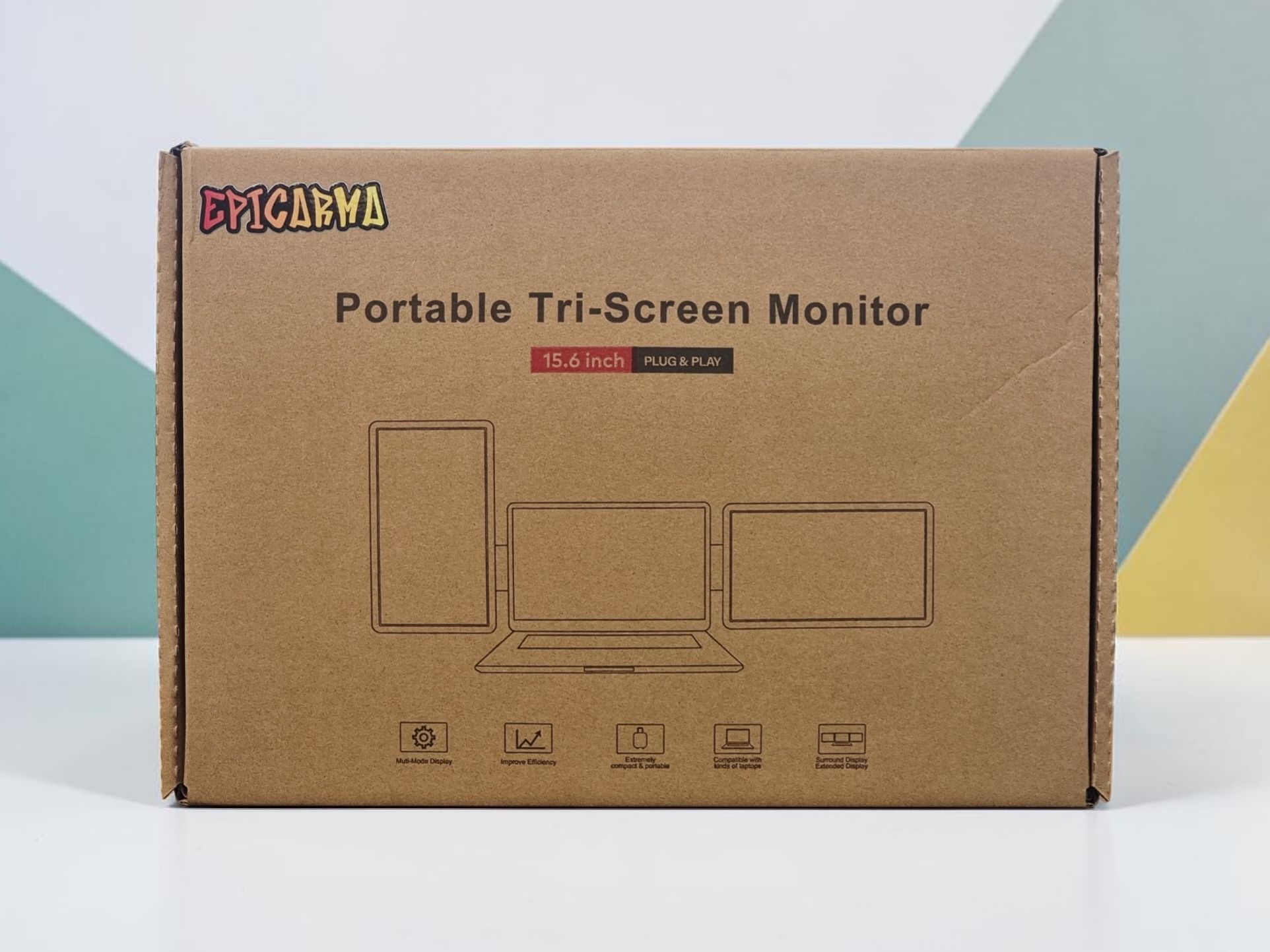 EPICARMA 15.6 INCH PORTABLE TRI-SCREEN MONITOR BLACK EA-PTMS9H-BK