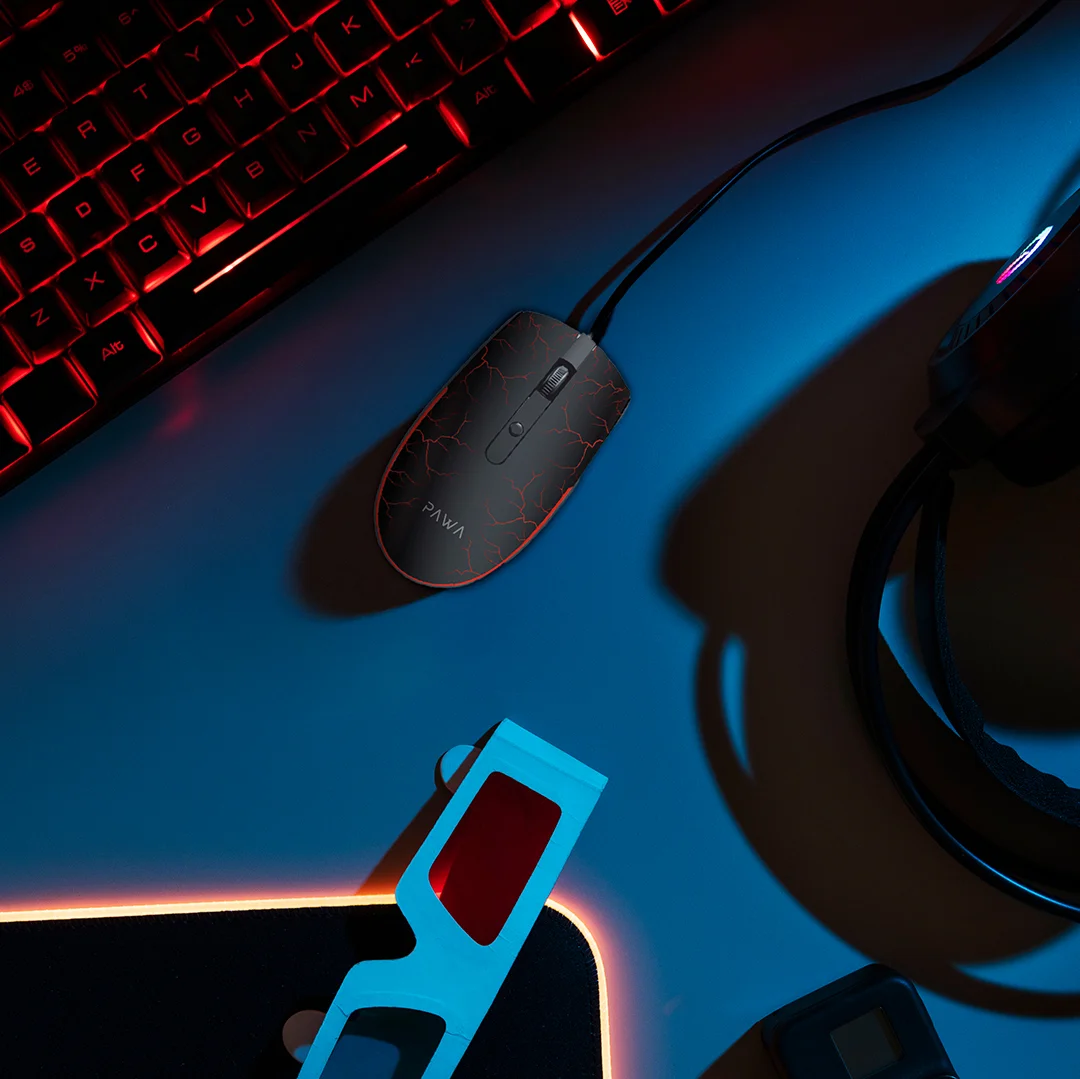 PAWA WIRED GAMING MOUSE WITH 1600DPI BLACK PW-MWGMRGB7-BK thumbnail 2