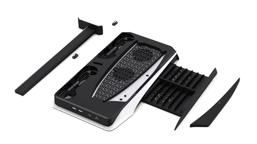 PORODO GAMING PS5 COOLING AND CHARGING HUB WITH BUILT IN SPEED TOUCH CONTROL BLACK WHITE PDX116 thumbnail 4