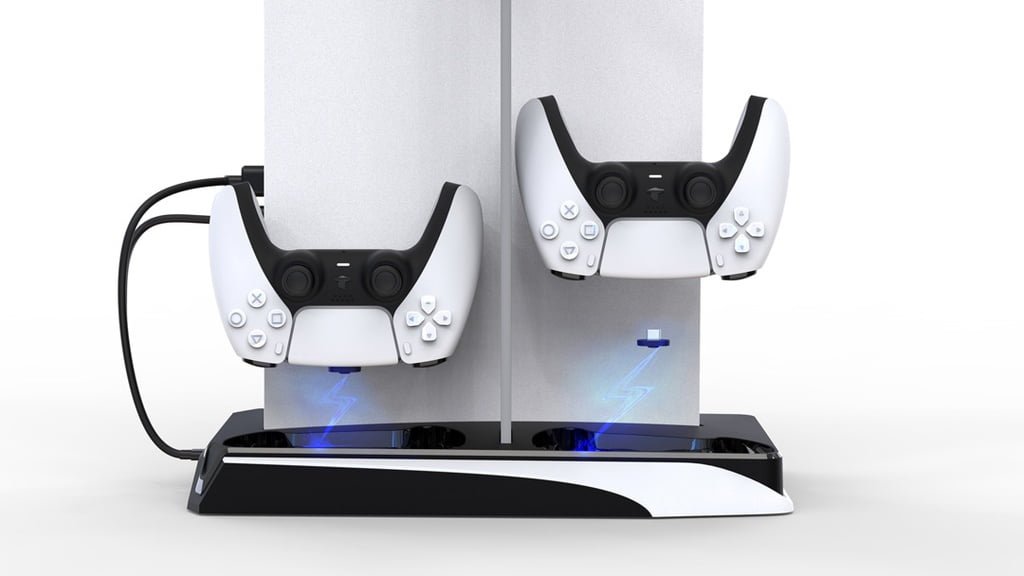 PORODO GAMING PS5 COOLING AND CHARGING HUB WITH BUILT IN SPEED TOUCH CONTROL BLACK WHITE PDX116 thumbnail 3