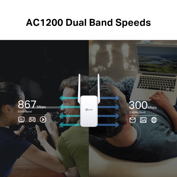 TP LINK MESH WIFI EXTENDER AC1200 DUAL BAND RE315 thumbnail 2