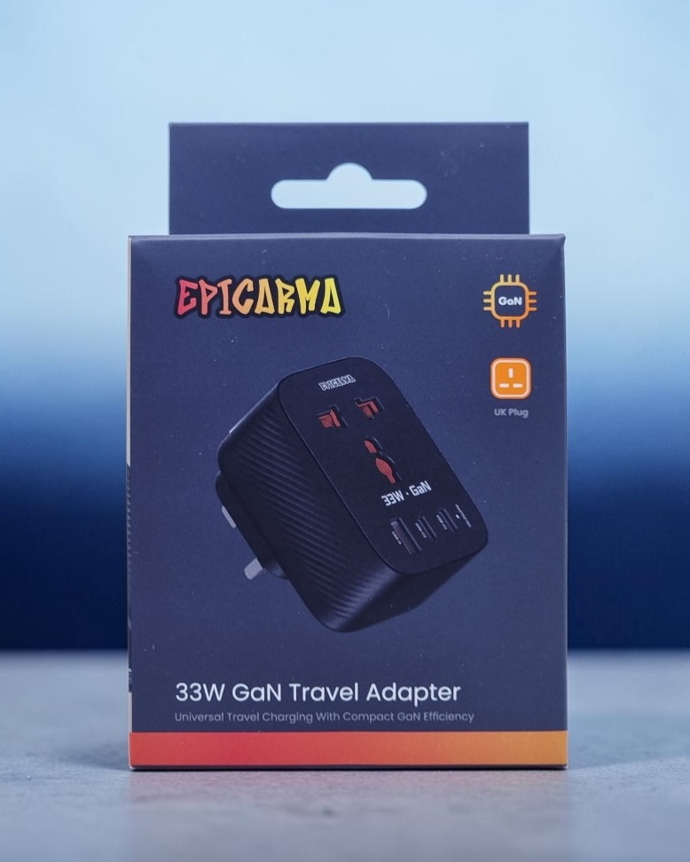 EPICARMA 33W GAN TRAVEL ADAPTER BLACK EA-KTV1A2C33-BK
