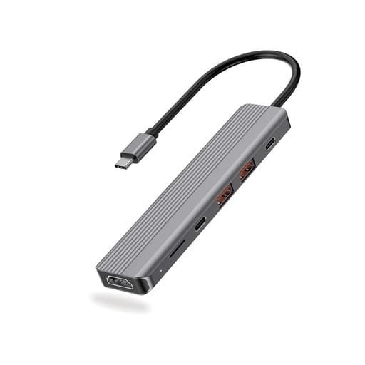 POWEROLOGY 6 IN 1 SLIM 4K HDMI USB C HUB PD 100W USB MICRO SD GRAY P61HBCGY thumbnail 6