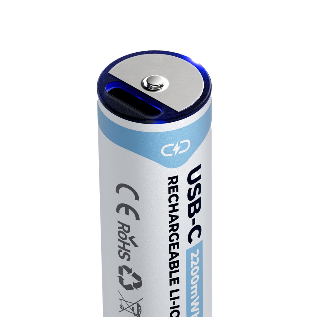 POWEROLOGY USB-C RECHARGEABLE LITHIUM BATTERY AA WHITE PAAV2RBT