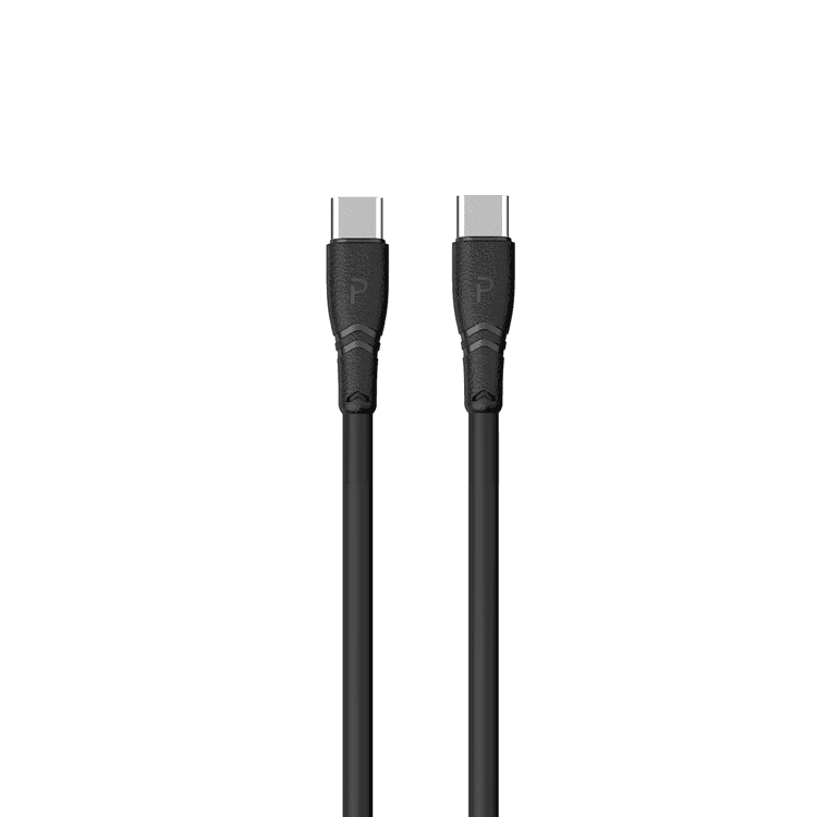 PAWA 60W QUICK CHARGING 1.2M BRAIDED DATA CABLE USB C TO TYPE C BLACK PW-12PVCCTOC-BK