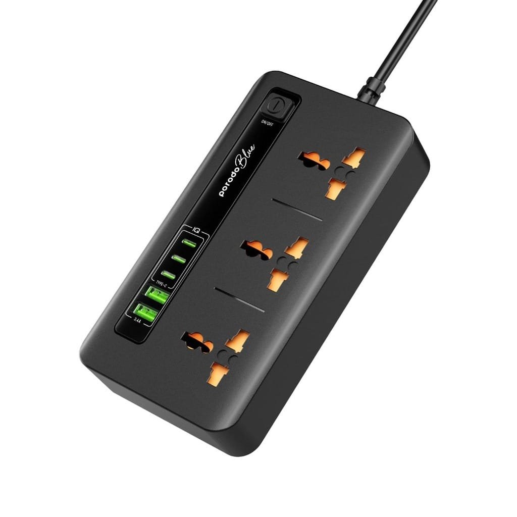 PORODO BLUE MULTI PORT POWER HUB BLACK PB-3ACC2CM-BK