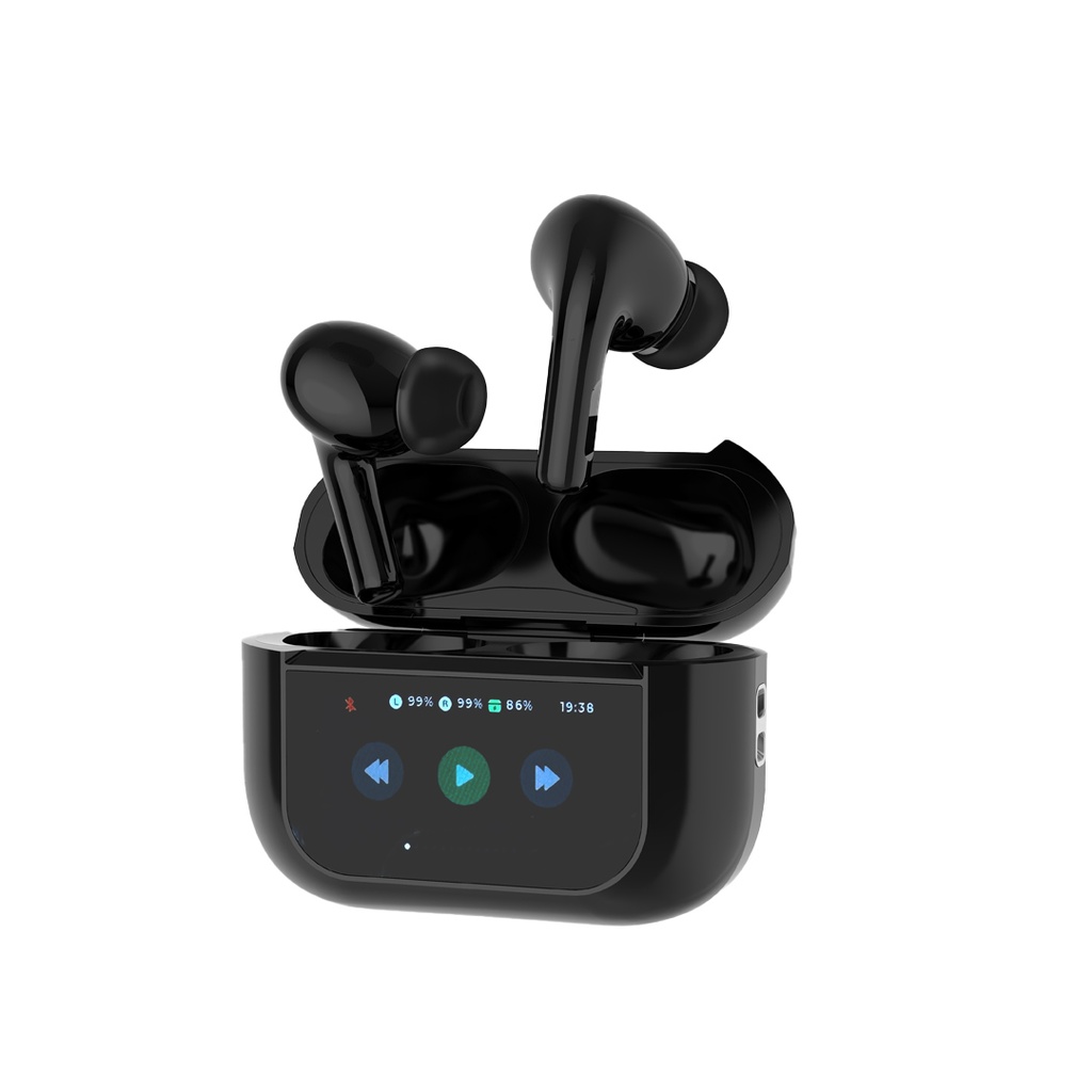 PORODO BLUE EARBUDS PRO 2 TOUCH DISPLAY ENC + ANC BLACK PB-ARP2S-BK