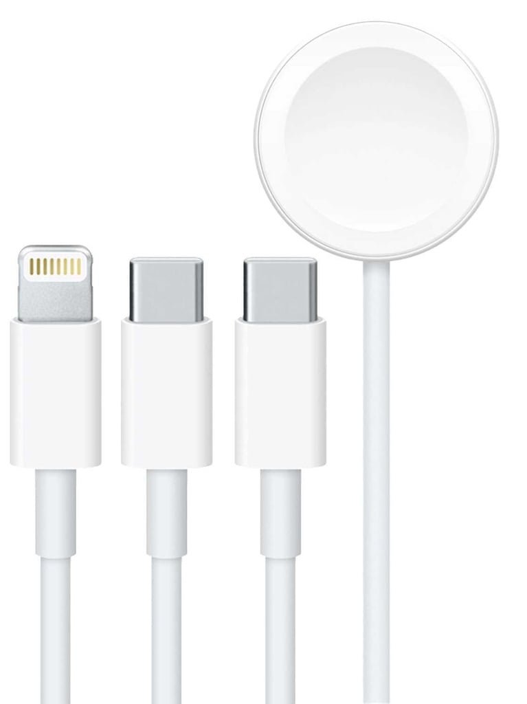 PORODO BLUE ALL IN ONE USB C TO LIGHTNING TYPE C WATCH CHARGER CABLE 1.2M WHITE