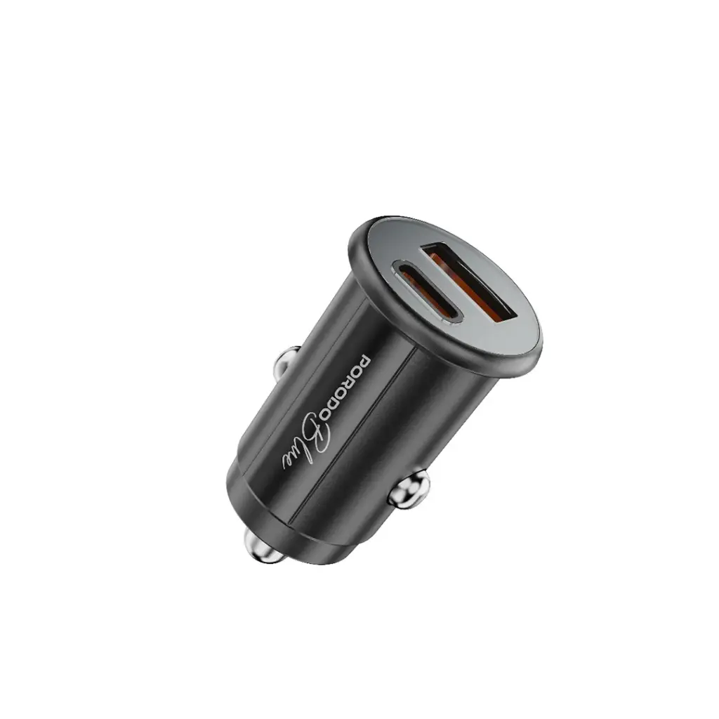 PORODO BLUE DUAL PORT 30W CAR CHARGER BLACK PB-FWCH037-BK