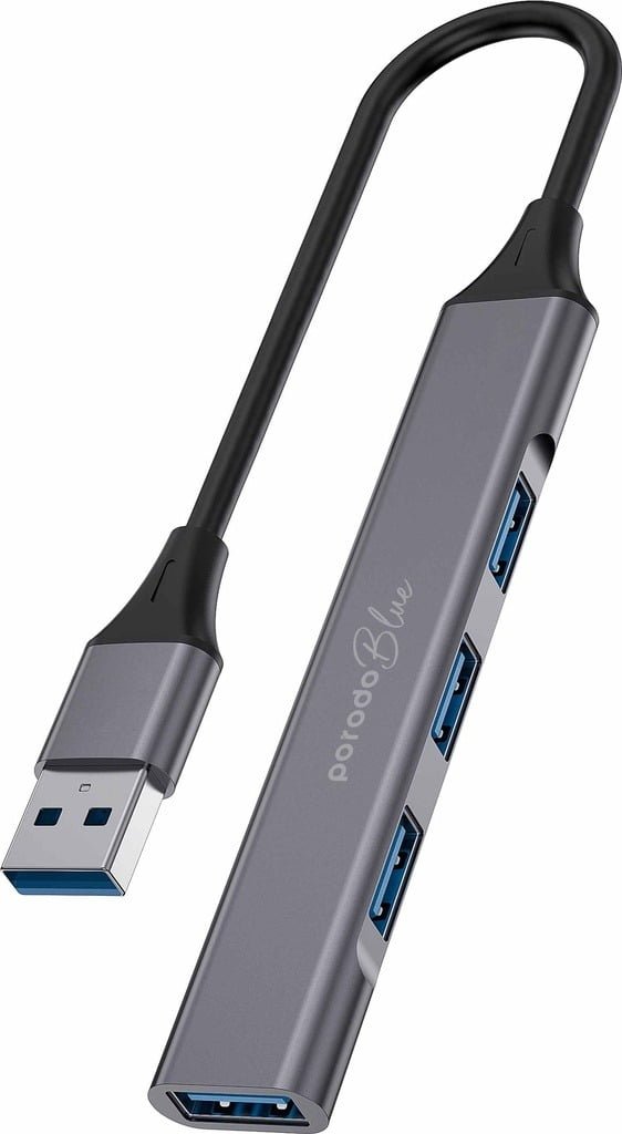 PORODO BLUE 4 PORT USB A HUB PB-USBA4H-BK