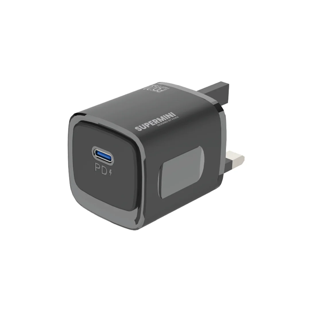 PAWA SUPERMINI TRAVEL CHARGER TYPE C PORT PD20W BLACK PW-TCSP20UK-BK