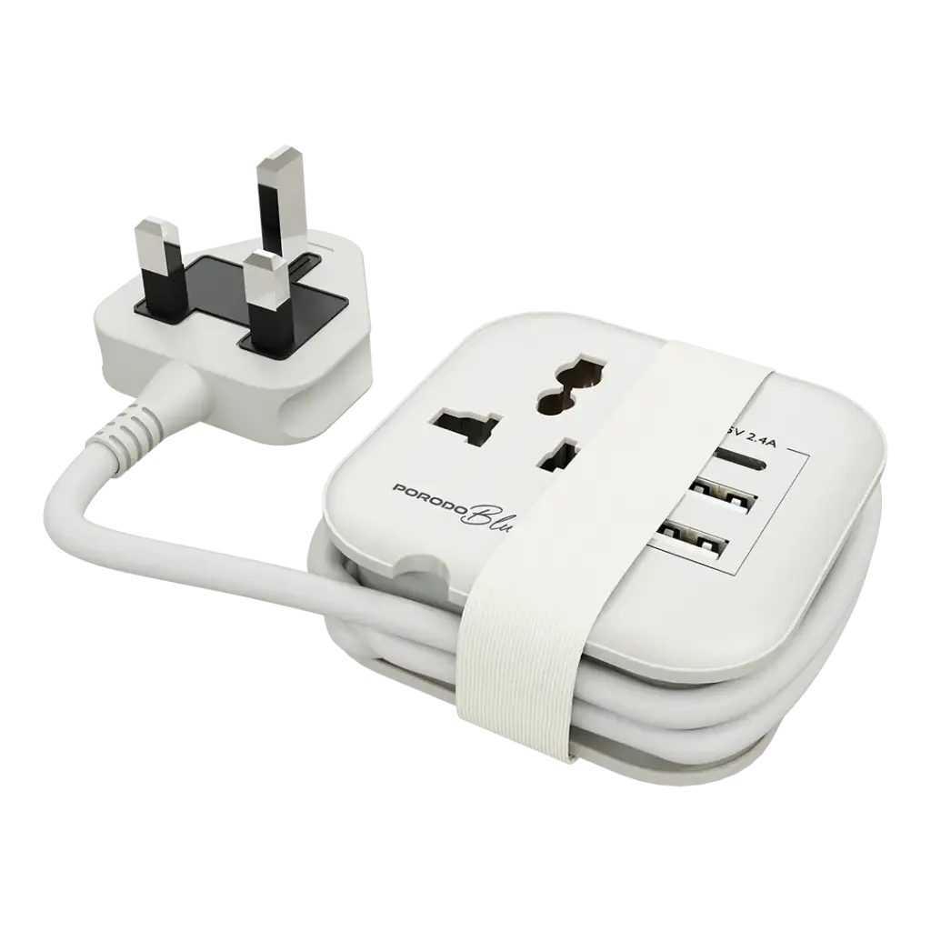 PORODO BLUE VOLGA MULTI PORT UNIVERSAL AC SOCKET USB-A USB C WHITE PB0T201WH