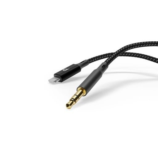 POWEROLOGY BRAIDED AUX LIGHTNING AUDIO CABLE 1.2M BLACK PCAB004
