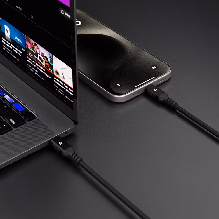 POWEROLOGY POWER SYNC WEAVE USB A TO USB C CABLE 1.2M GRAY PCAB021GY thumbnail 2